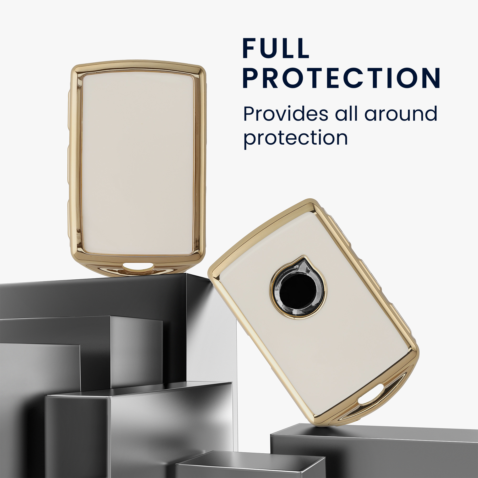 Pouzdro na klíč kwmobile pro Volvo 4tlačítkový klíč Keyless Go - bílá / zlatá