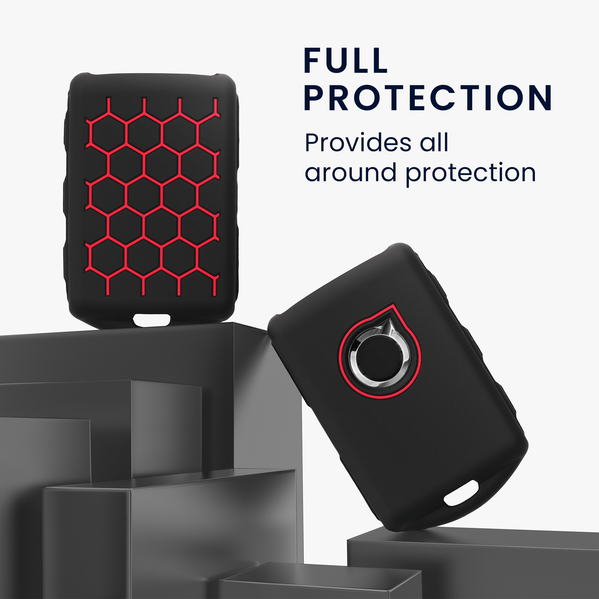 Pouzdro na klíč kwmobile pro Volvo 4tlačítkový klíč Keyless Go - černá / červená