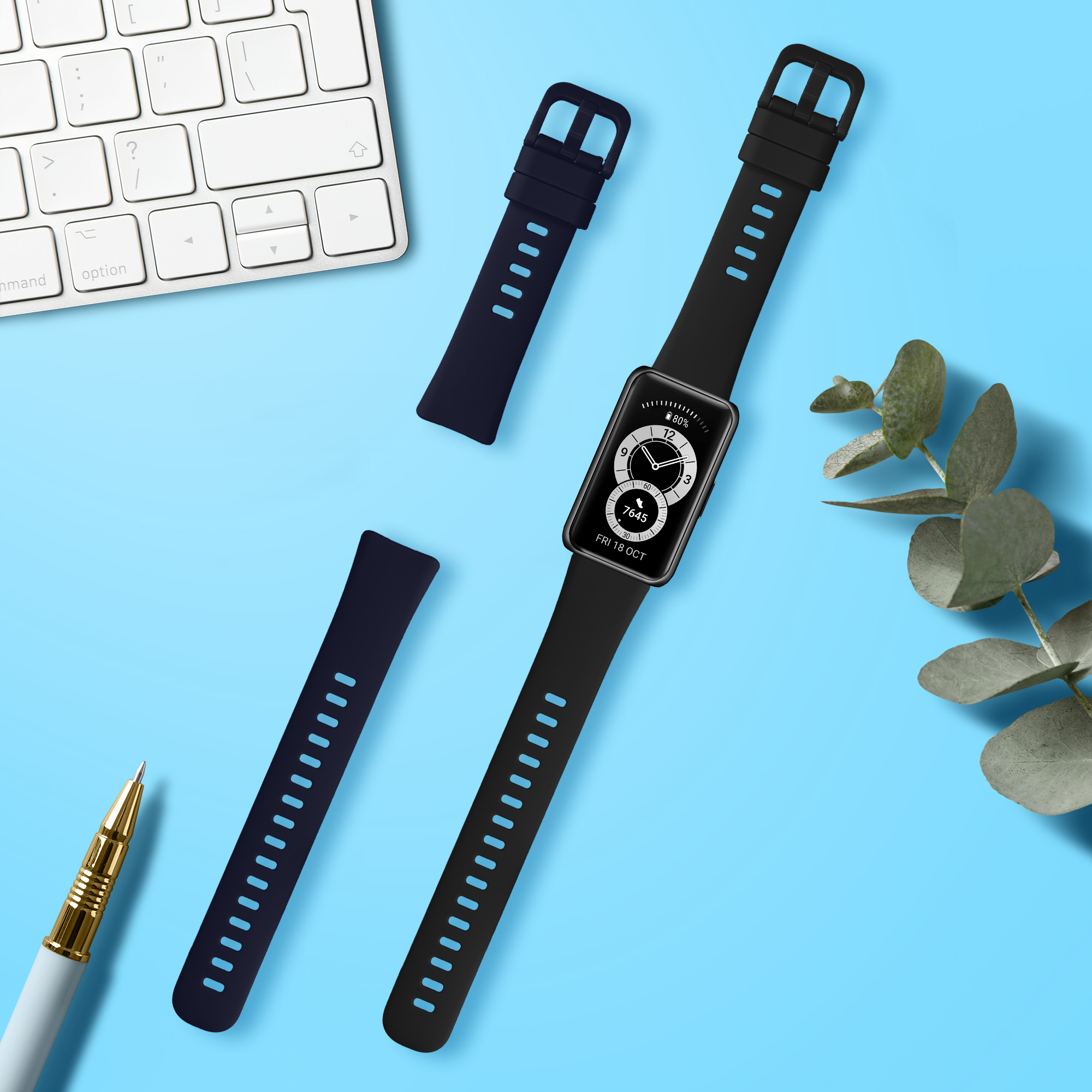 Sada řemínků na chytré hodinky Huawei Band 10 / 9 / 8 2 ks černo-tmavě modré