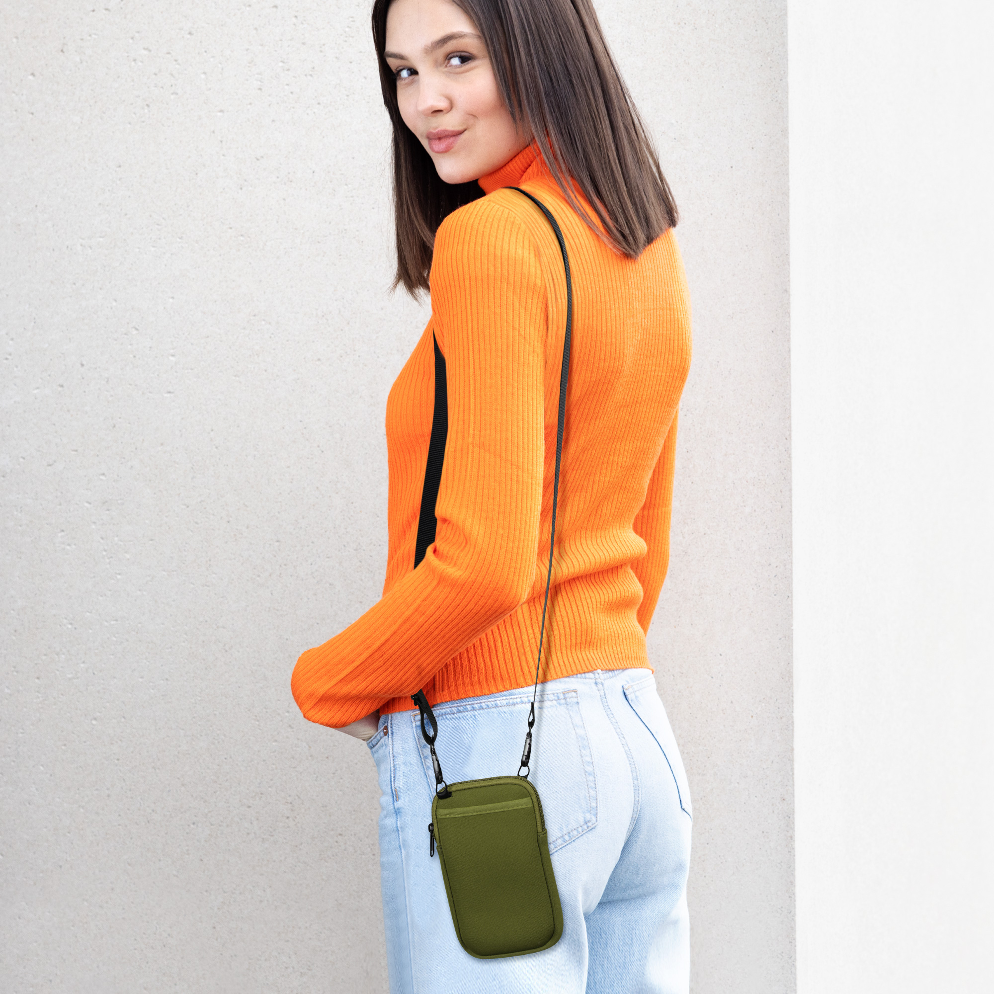 Crossbody pouzdro kwmobile - XL - 17,2 x 8,4 cm (6.7/6.8") - olivově zelená