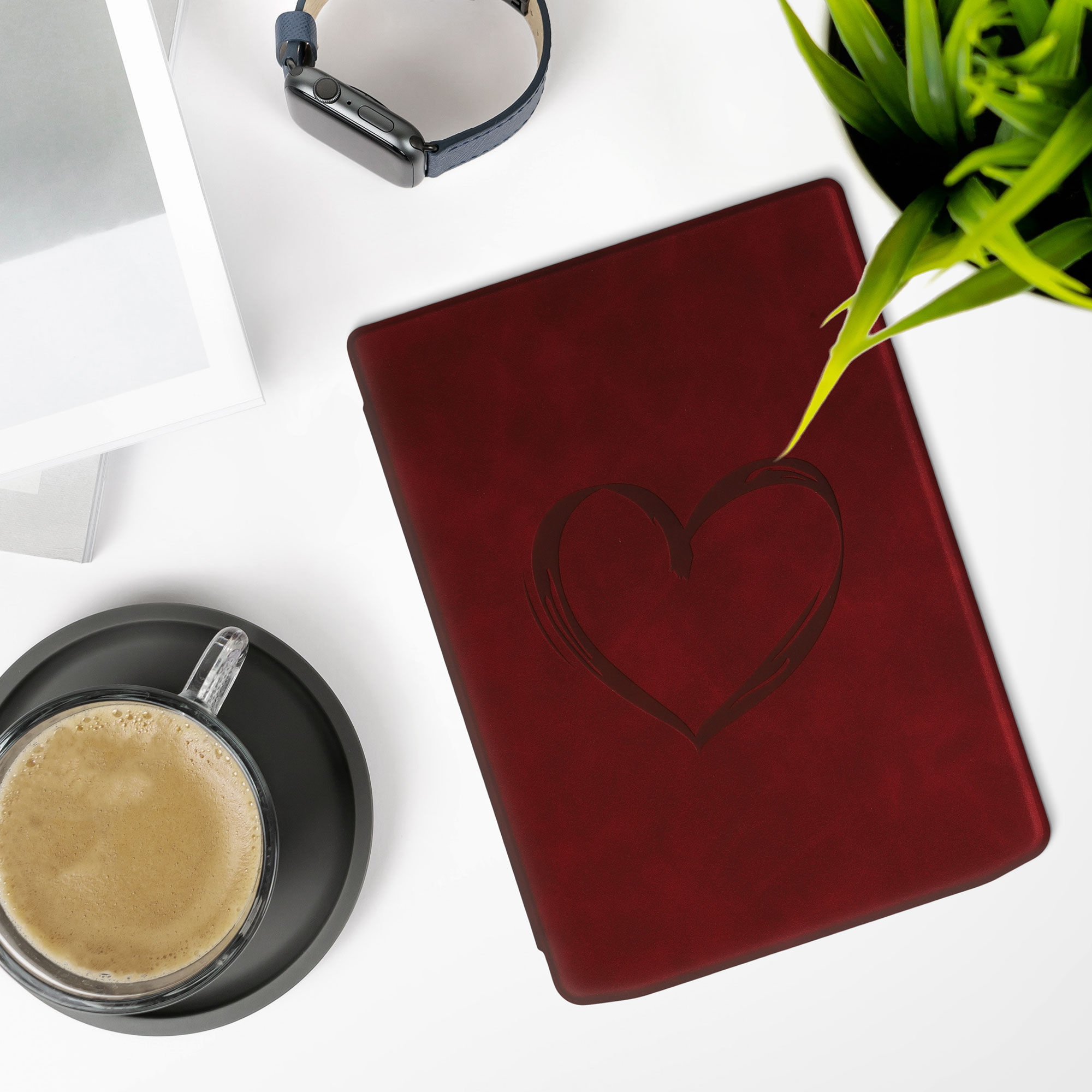 Pouzdro na čtečku kwmobile pro Pocketbook InkPad 4 / Color 3 / Color… - Brushed Heart Dark Red