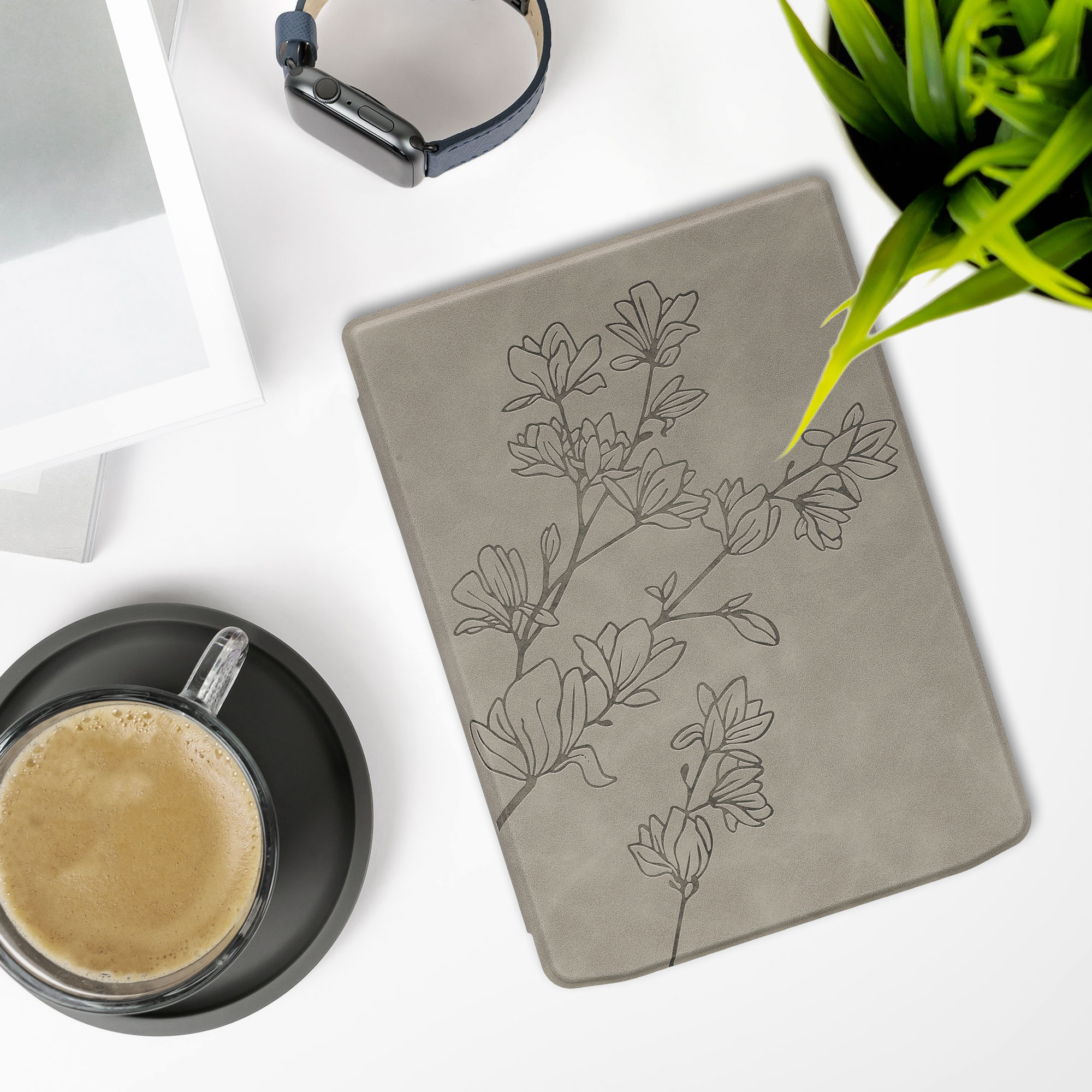 Pouzdro na čtečku kwmobile pro Pocketbook InkPad 4 / Color 3 / Color… - Magnolias Grey