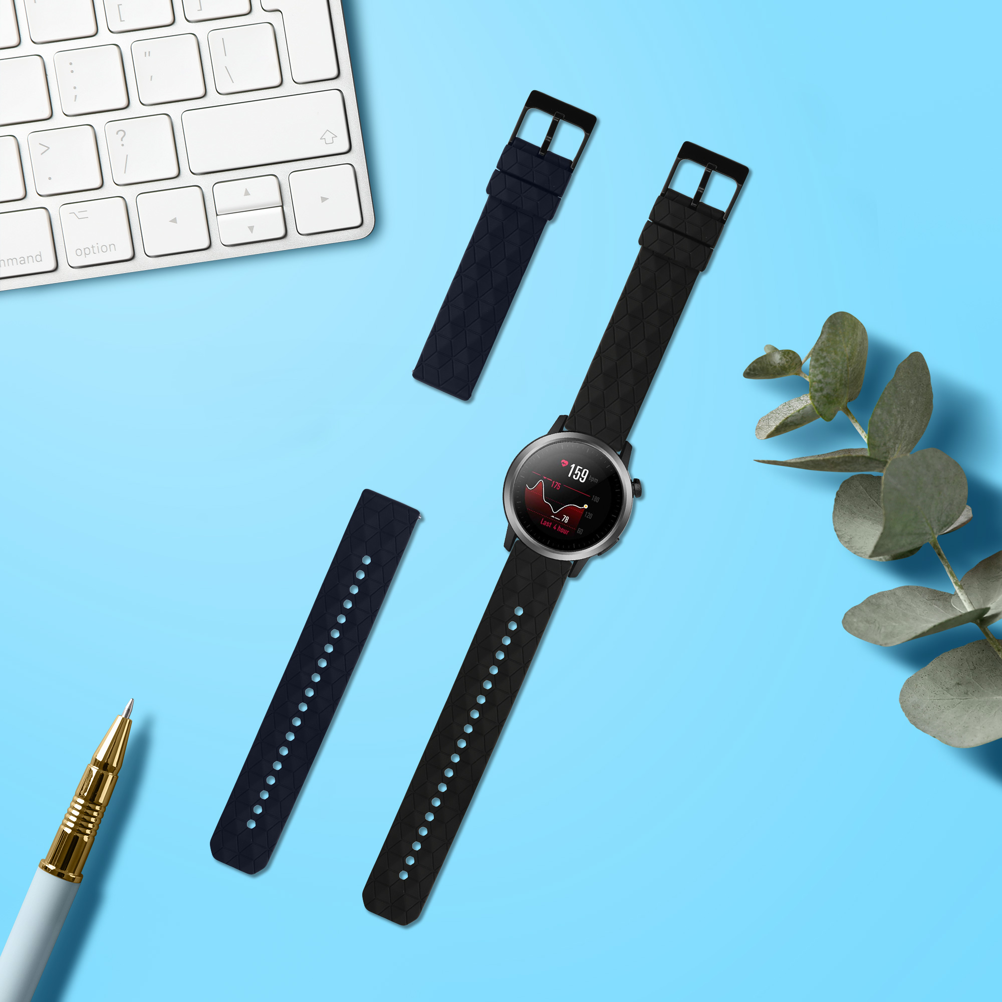 Řemínek k hodinkám COROS PACE 2 / APEX (42mm) kwmobile - černá / tmavě modrá