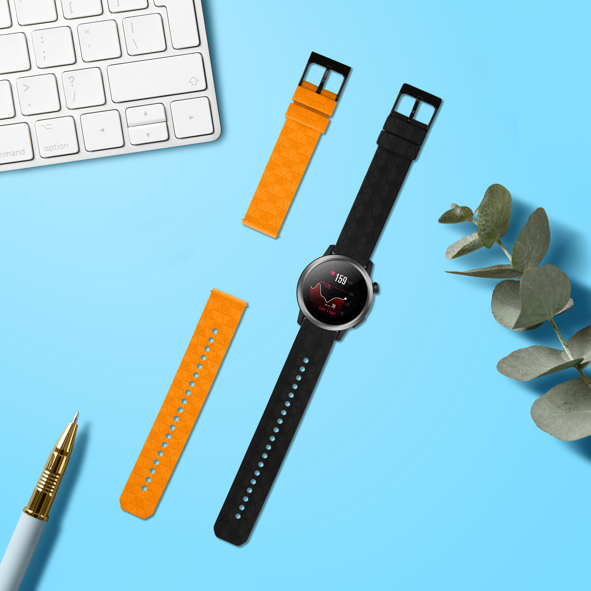 Řemínek k hodinkám COROS PACE 2 / APEX (42mm) kwmobile - černá / oranžová