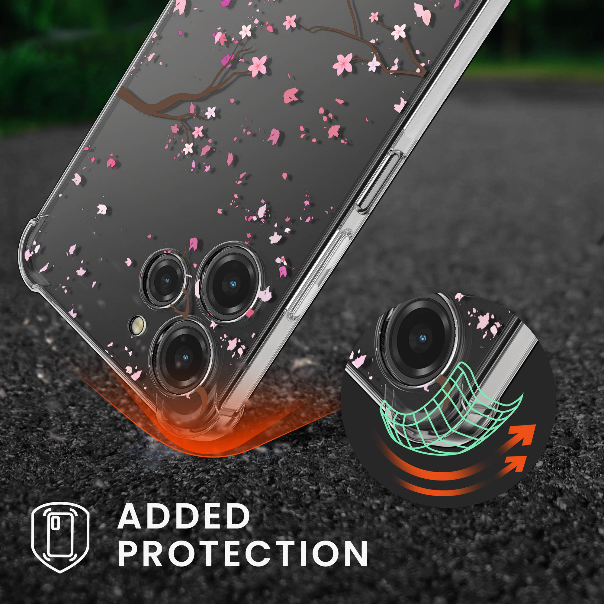 Kryt Xiaomi Redmi 12 crossbody popruh třešňové květy - růžová/tmavě hnědá kwmobile