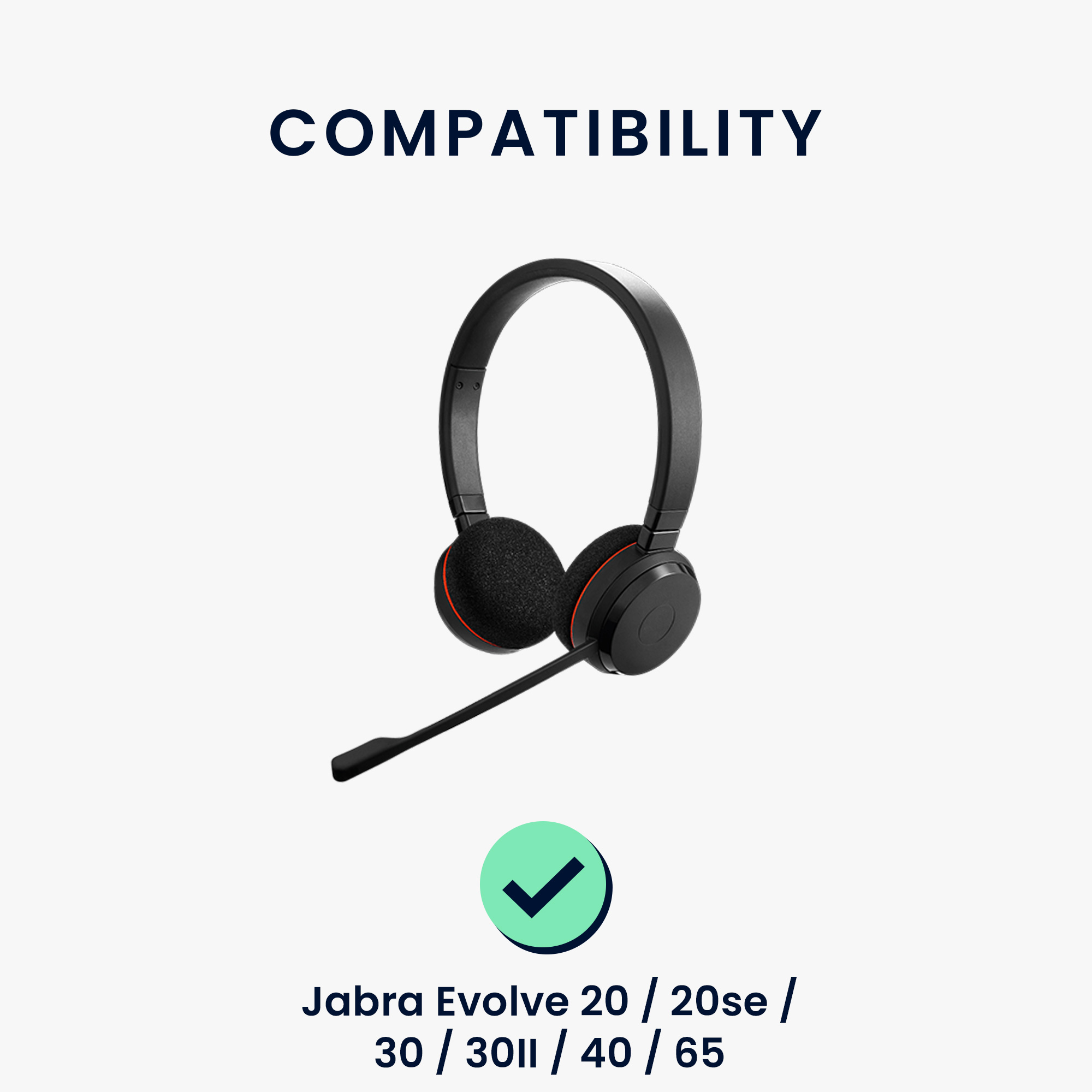 Náhradní náušníky na sluchátka Jabra Evolve 20 / 20se / 30 / 30II / 40 / 65 kwmobile 2 ks černé