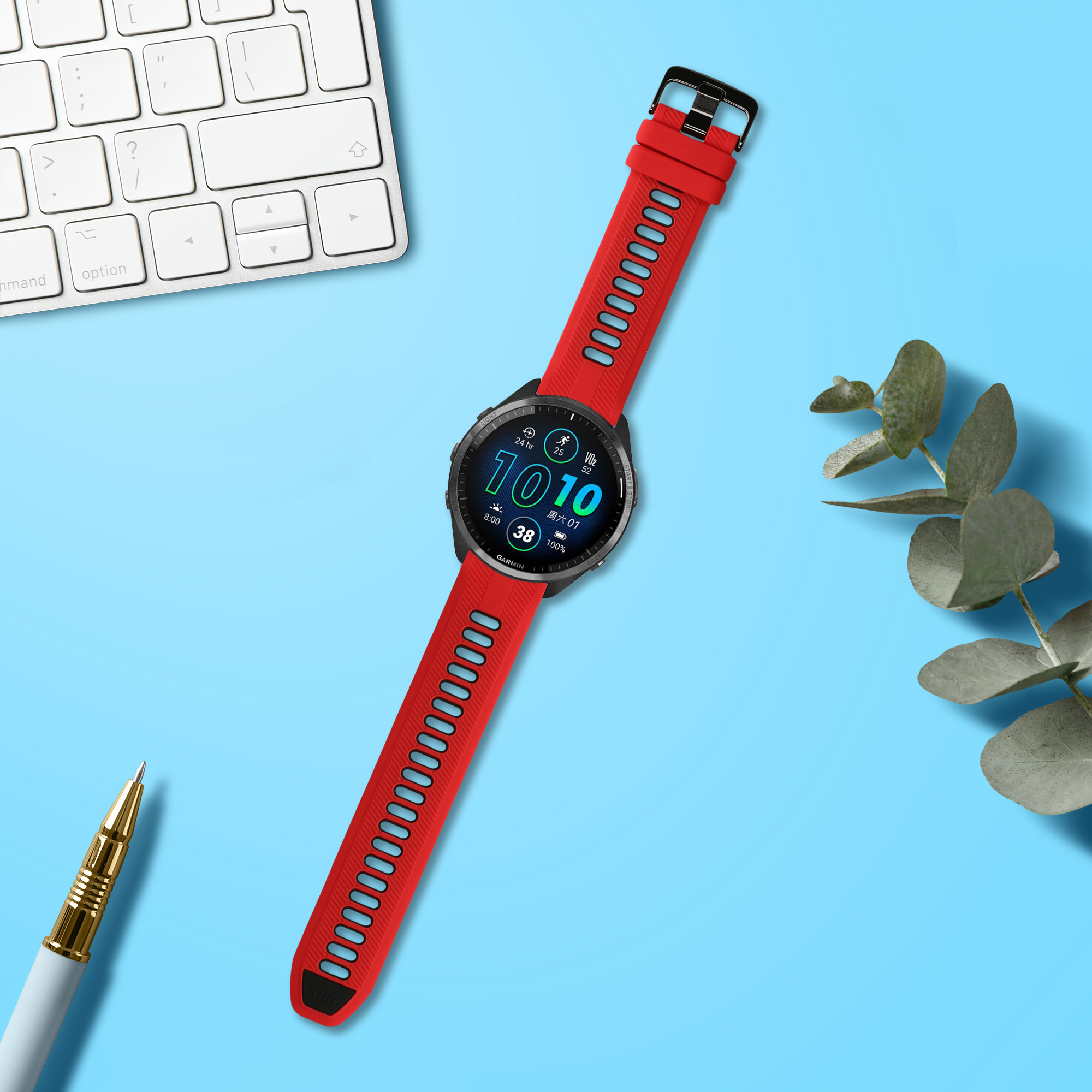 Řemínek Garmin Forerunner 965 / 955 /  kwmobile silikon 1 ks červená / če