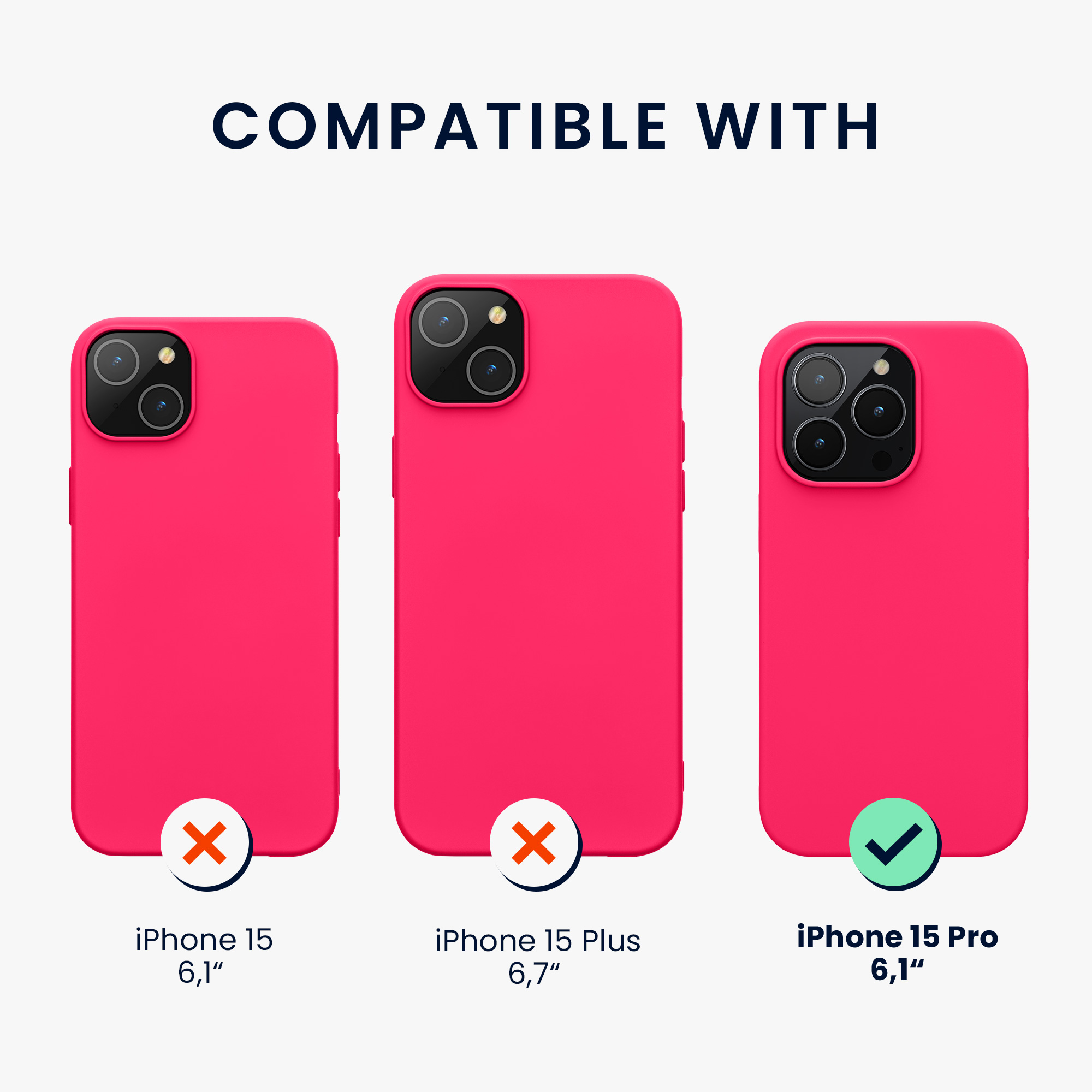 Silikonový kryt kwmobile pro iPhone 15 Pro - neonově růžová