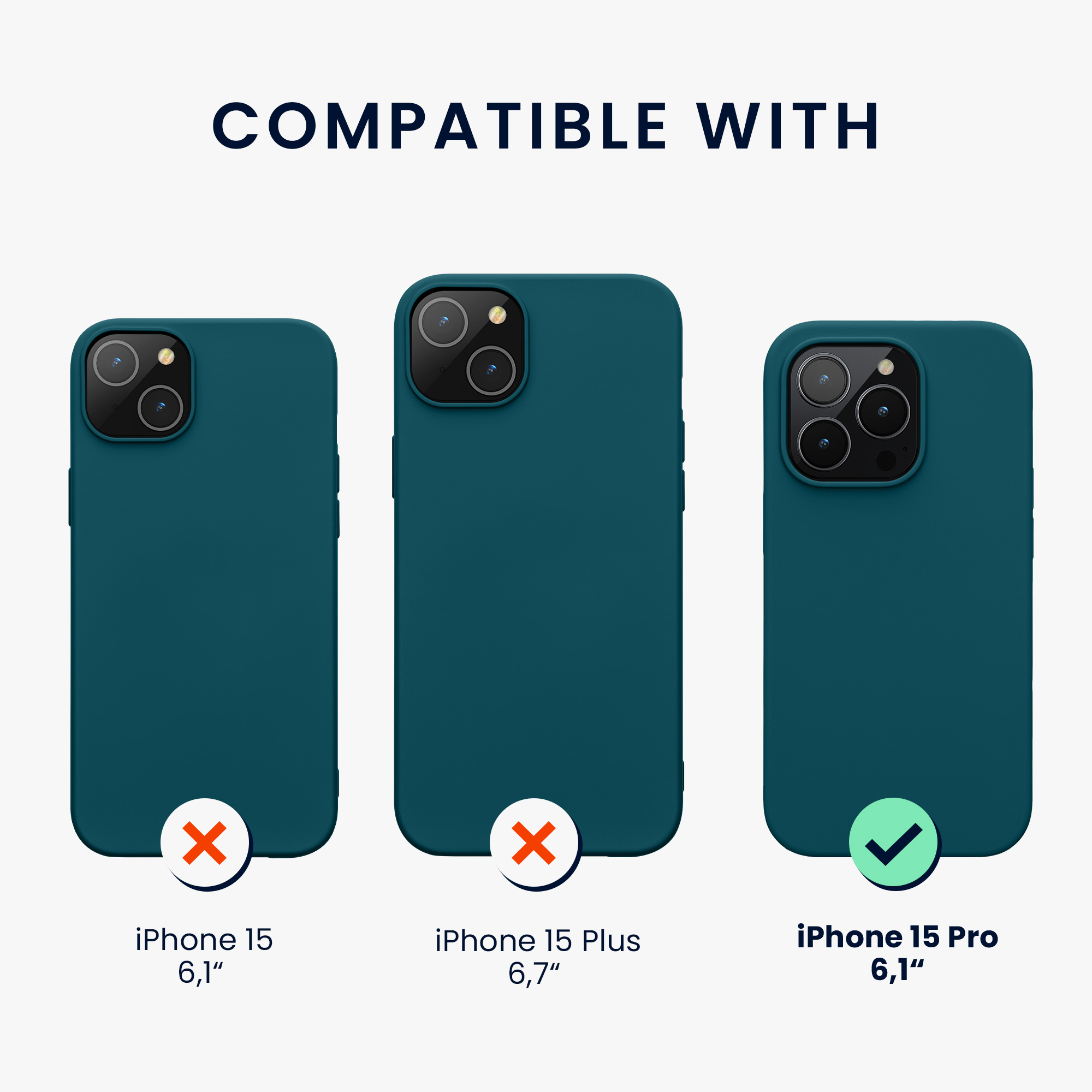 Silikonový kryt kwmobile pro iPhone 15 Pro - matná petrolejová