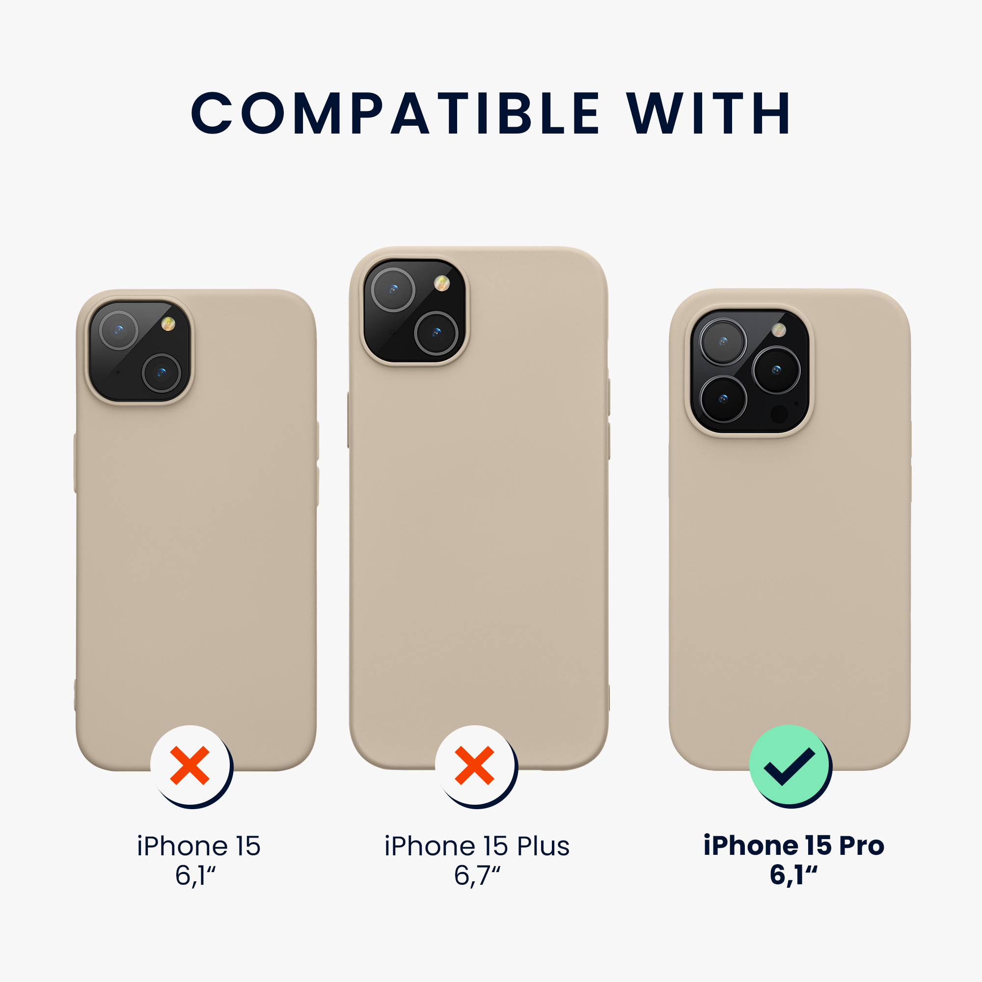 Silikonový kryt kwmobile pro iPhone 15 Pro - krémová