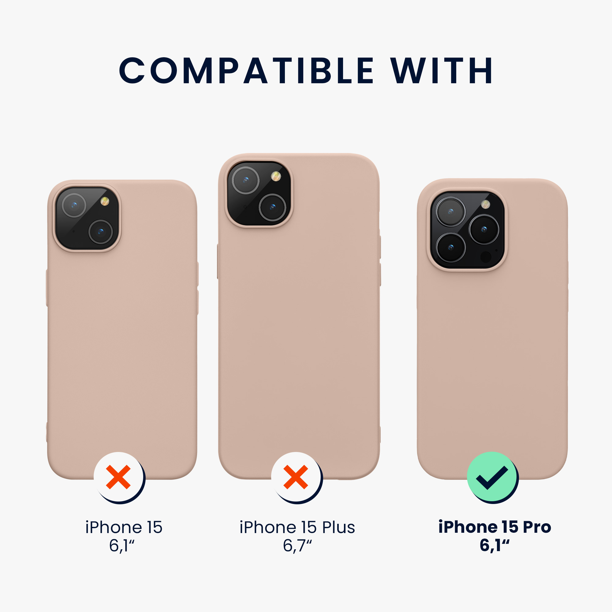 Silikonový kryt kwmobile pro iPhone 15 Pro - pudrově růžová