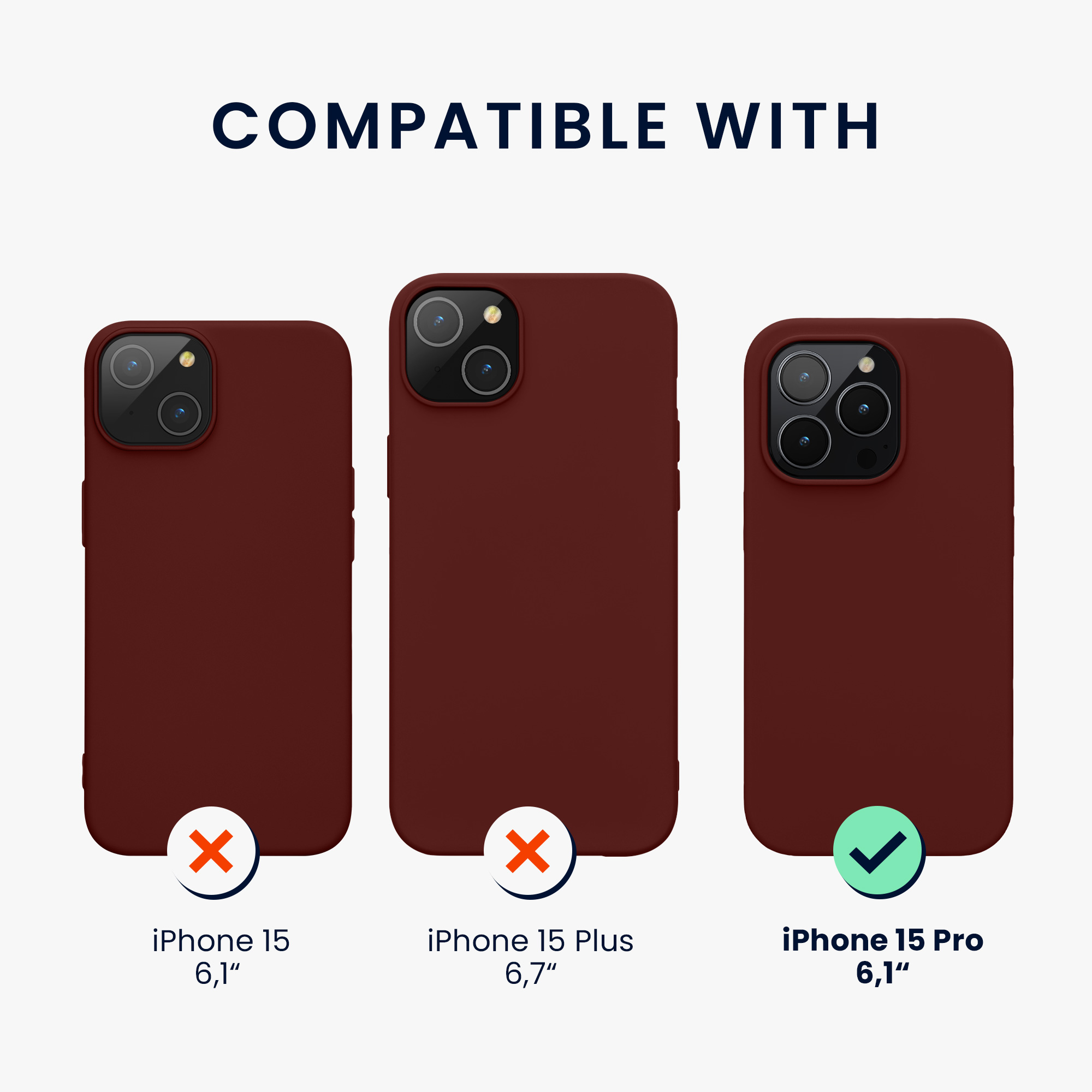 Kryt kwmobile TPU silikonový iPhone 15 Pro červenohnědá