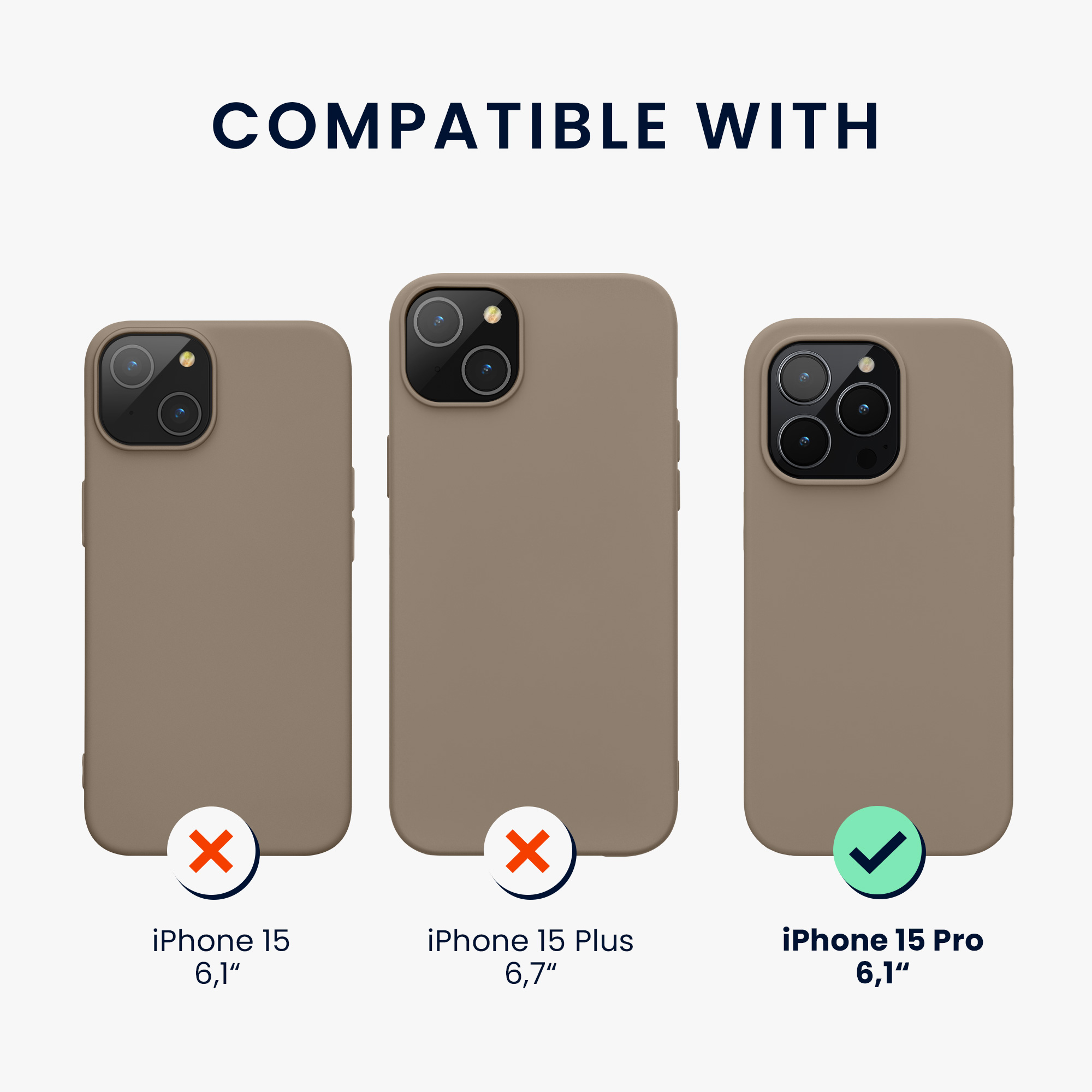 Silikonový kryt kwmobile pro iPhone 15 Pro - taupe