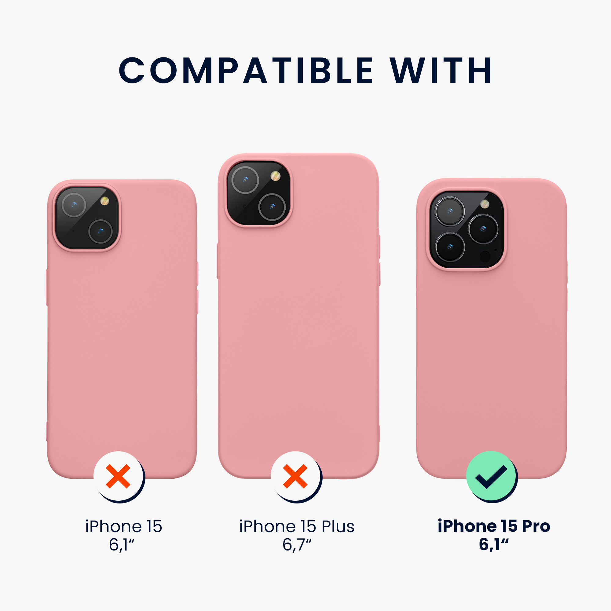 Silikonový kryt kwmobile pro iPhone 15 Pro - světle růžová