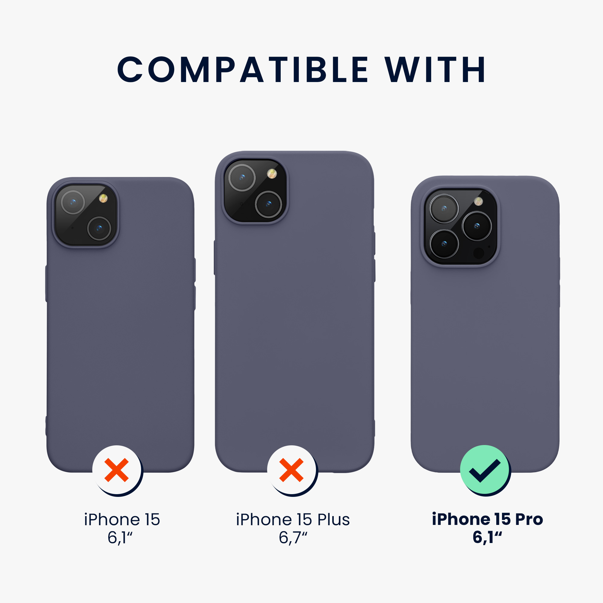 Silikonový kryt kwmobile pro iPhone 15 Pro - levandulově šedá
