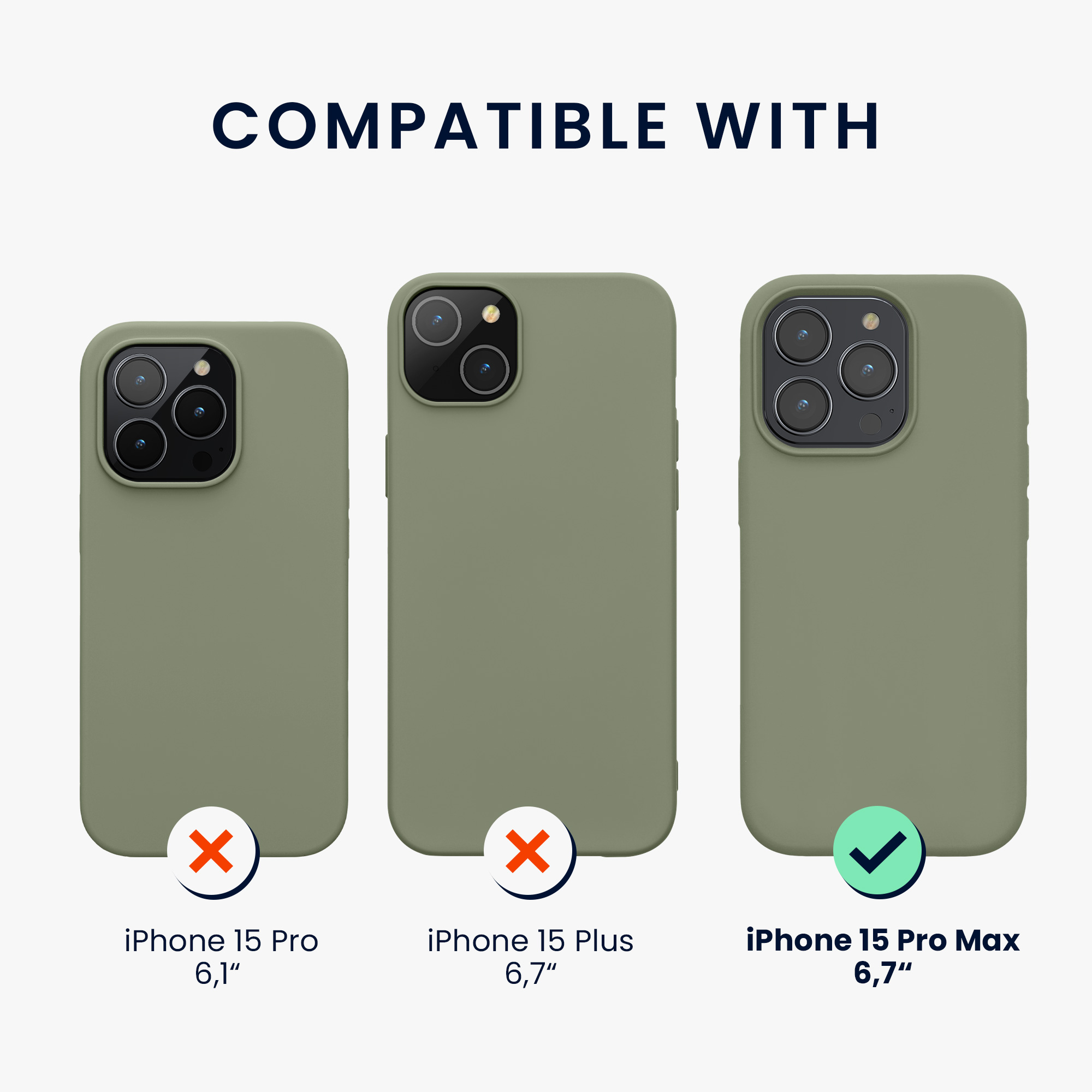 Silikonový kryt kwmobile pro iPhone 15 Pro Max - šedozelená