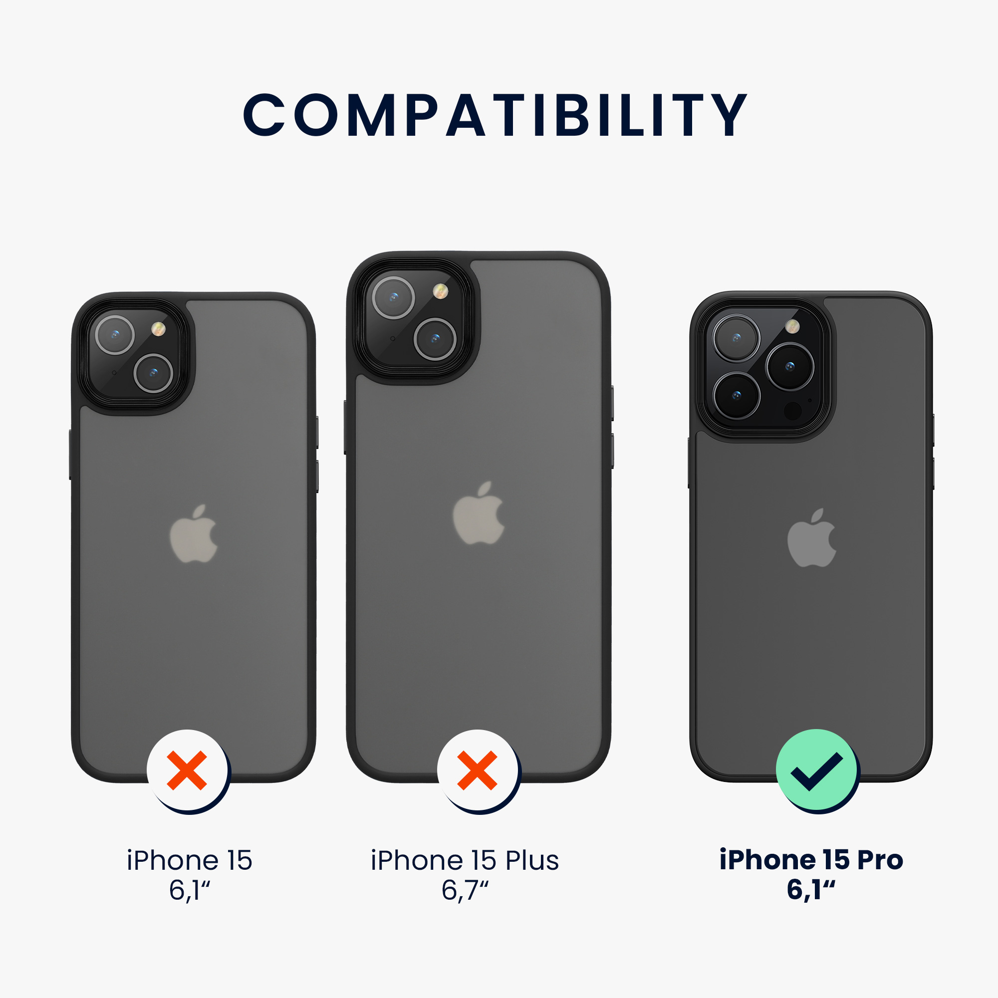 Pouzdro pro iPhone 15 Pro kwmobile silikonové - černá / matný transparentní