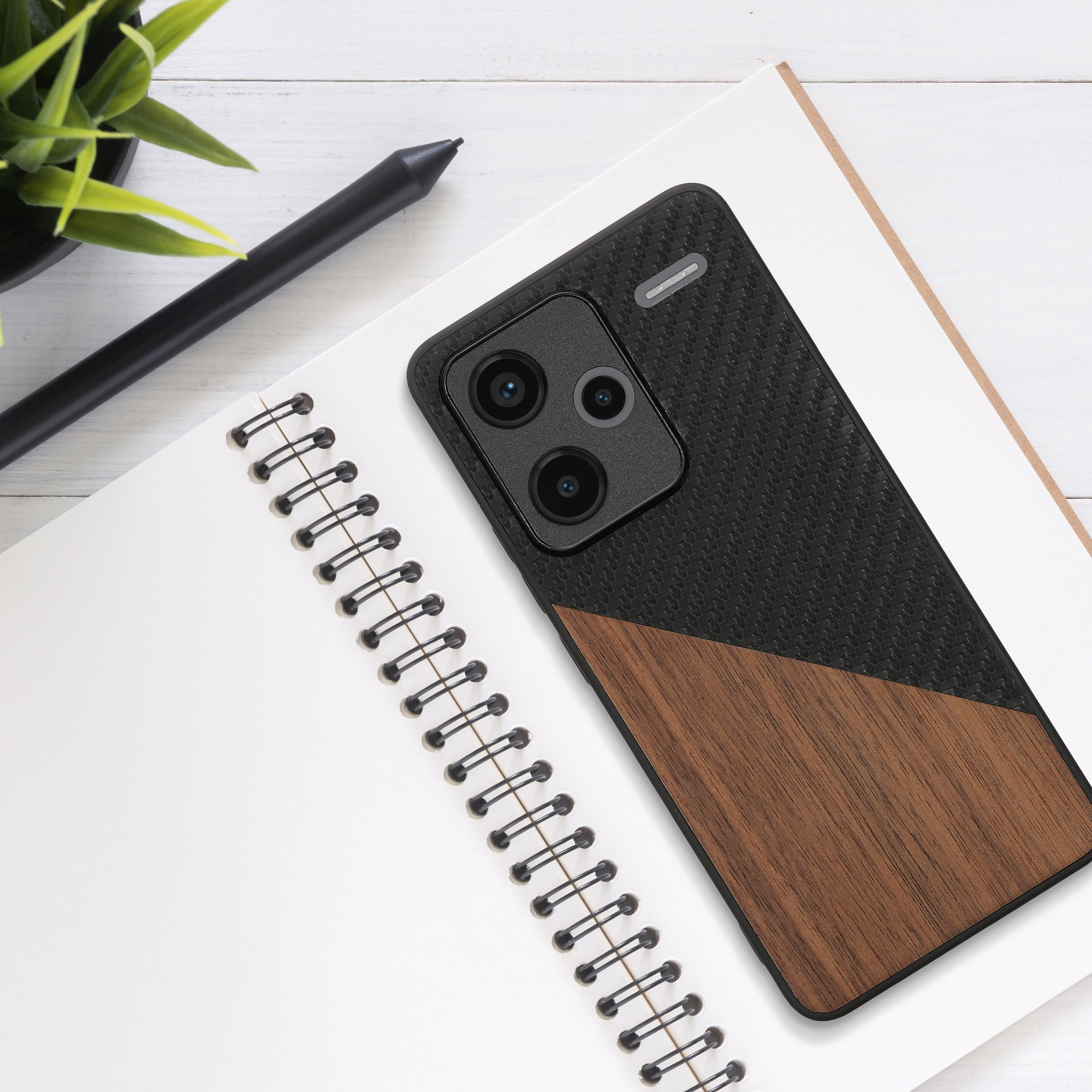 Kryt Xiaomi Redmi Note 13 Pro+ 5G silikonový TPU tmavě hnědá/černá kwmobile
