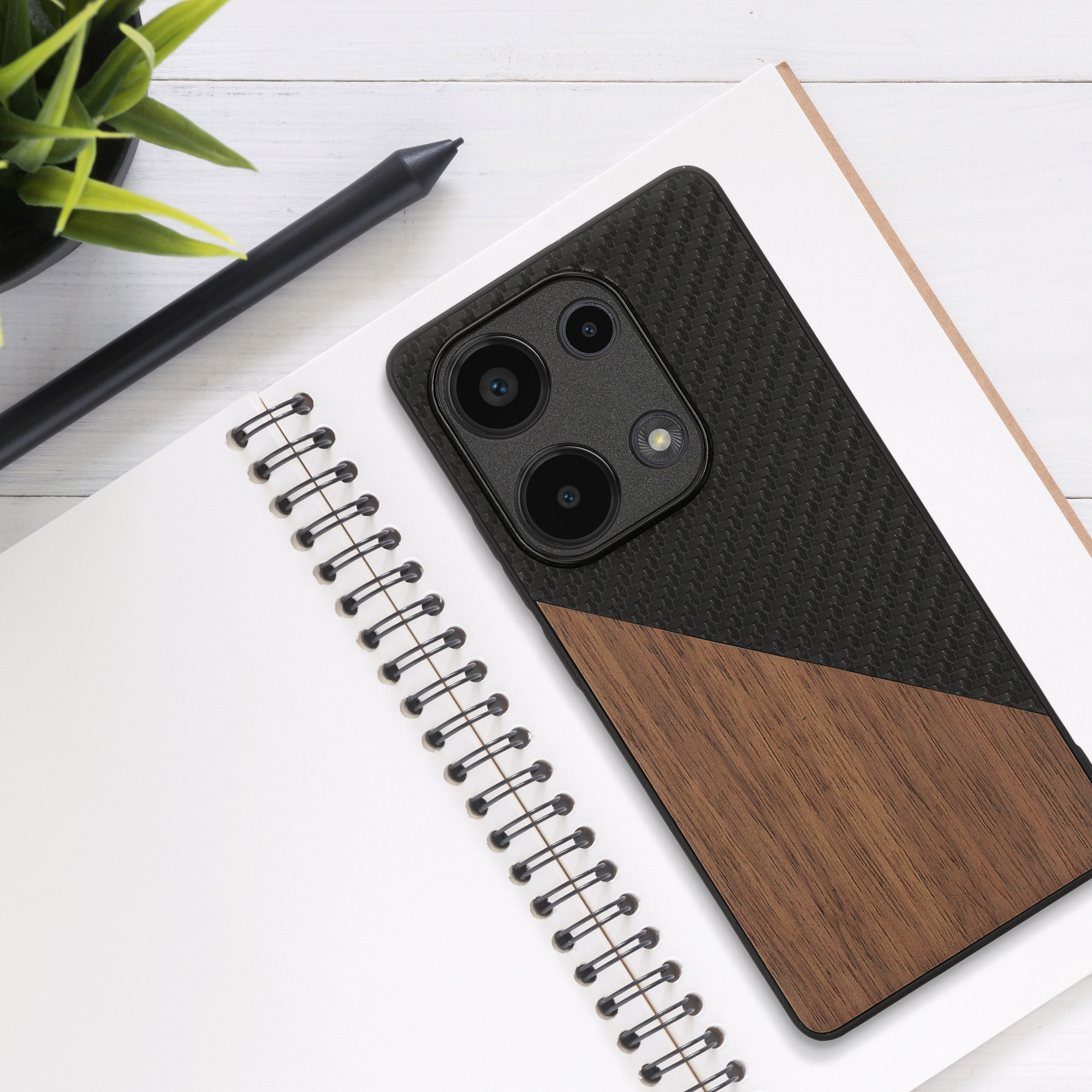 Kryt Xiaomi Redmi Note 13 Pro 4G silikonový TPU tmavě hnědá/černá kwmobile