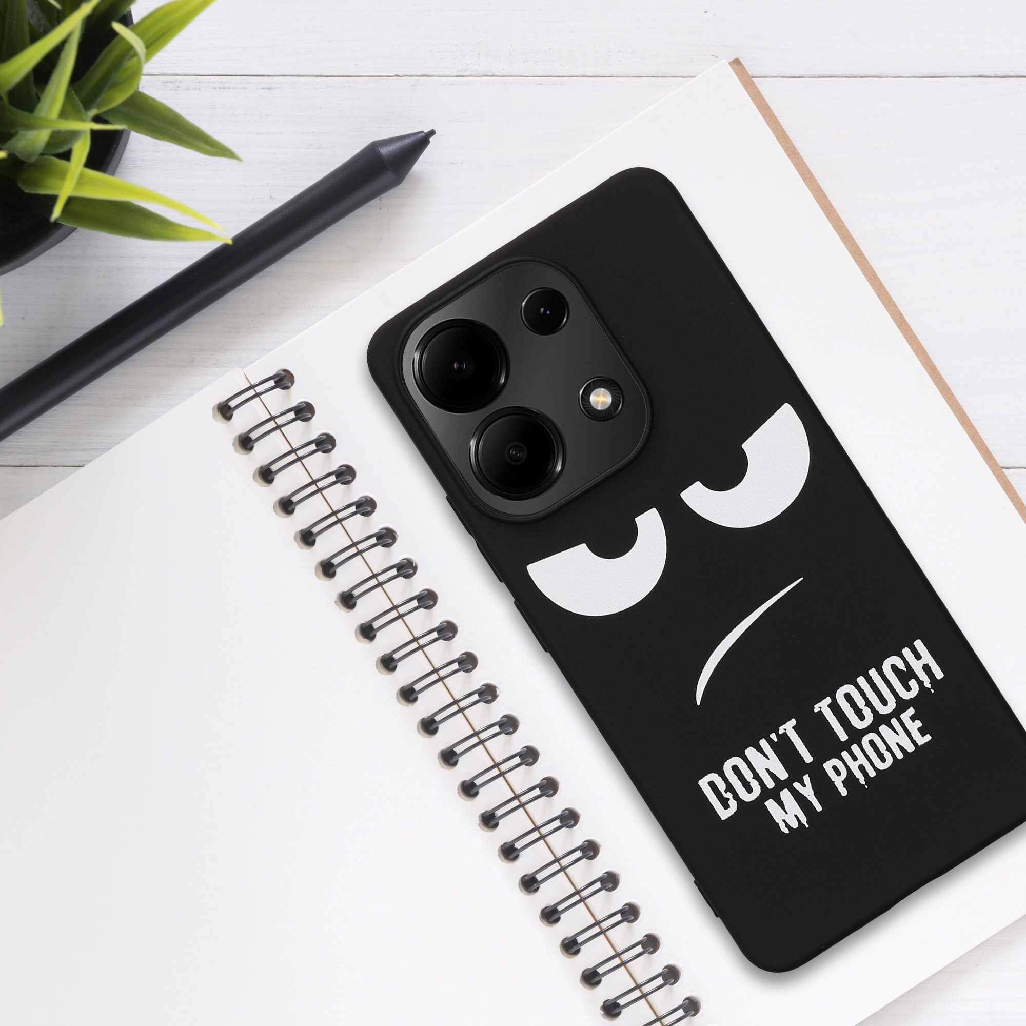 Kryt Xiaomi Redmi Note 13 4G Don't Touch TPU bílá/černá kwmobile