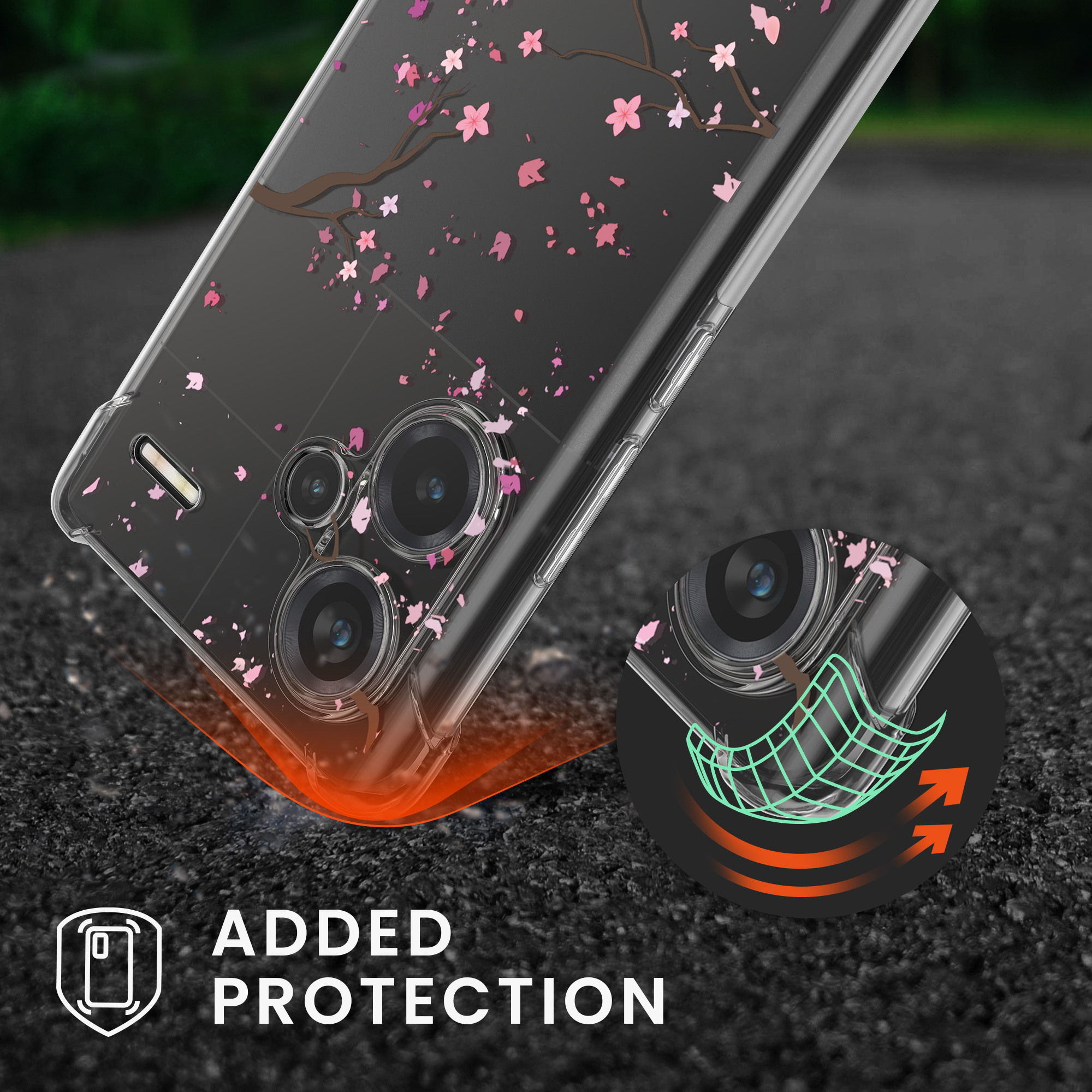 Kryt Xiaomi Redmi Note 13 Pro+ 5G crossbody popruh třešňové květy - růžová/tmavě hnědá kwmobile