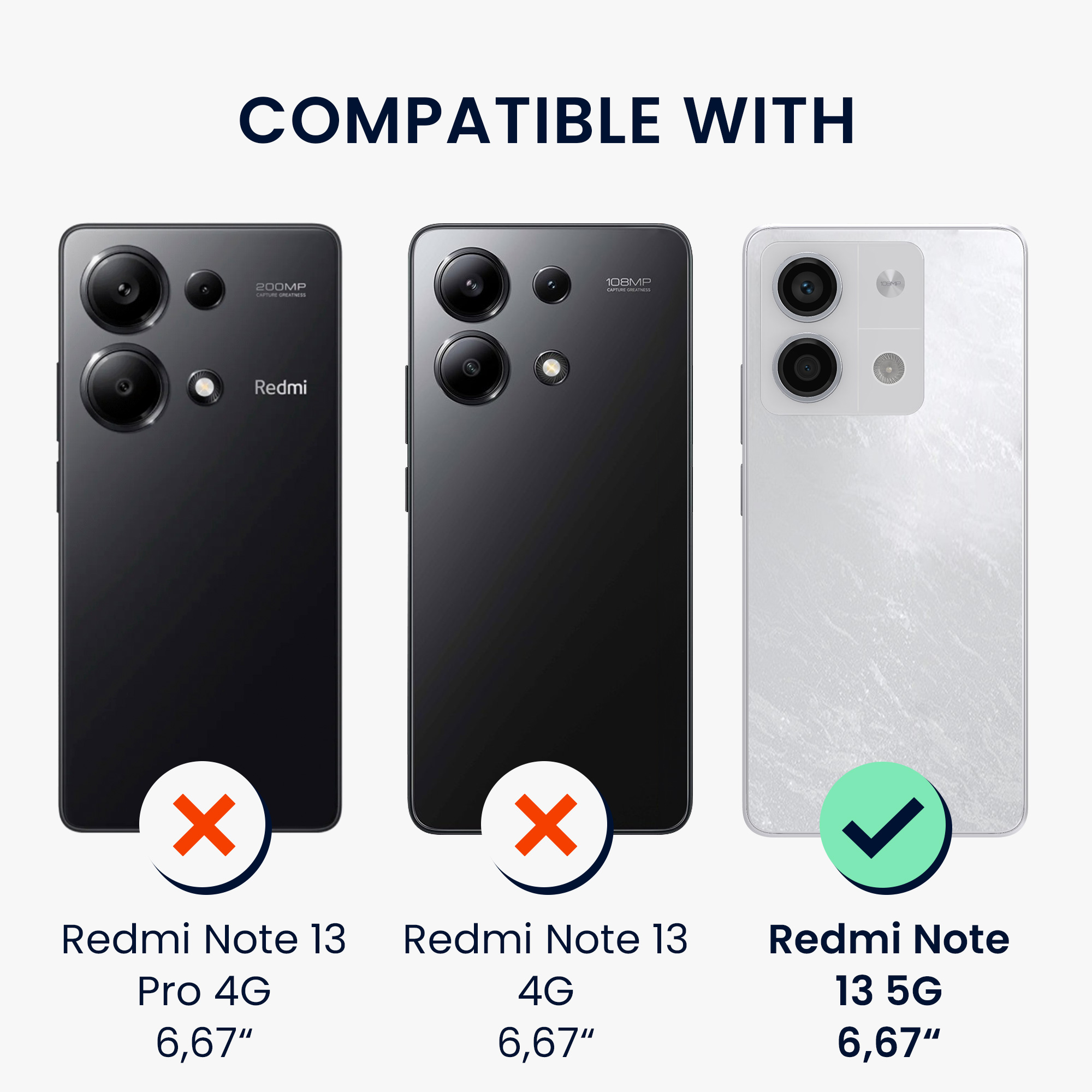 Průhledný kryt Xiaomi Redmi Note 13 5G sada ochranné sklo kwmobile