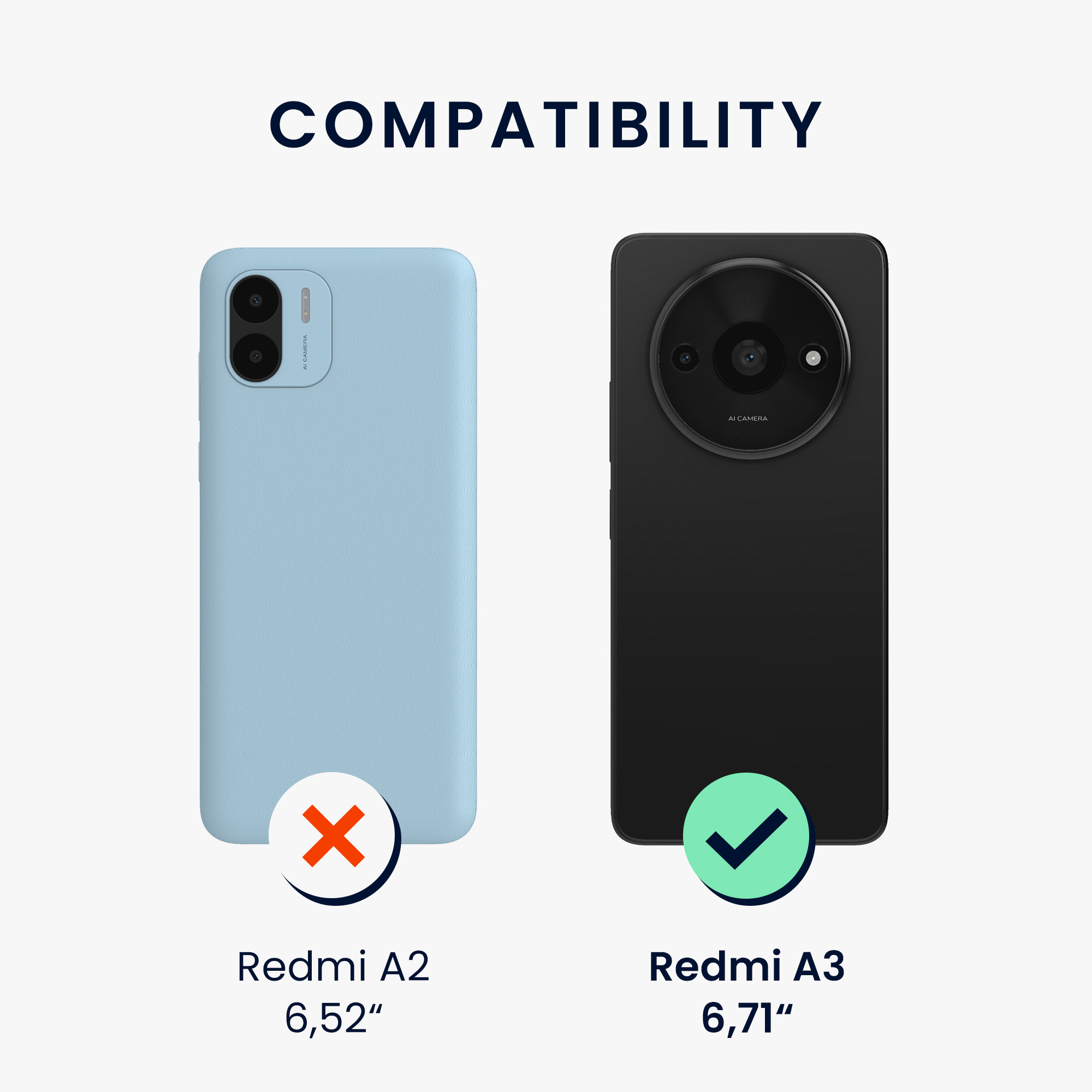 Průhledný kryt Xiaomi Redmi A3 sada ochranné sklo kwmobile