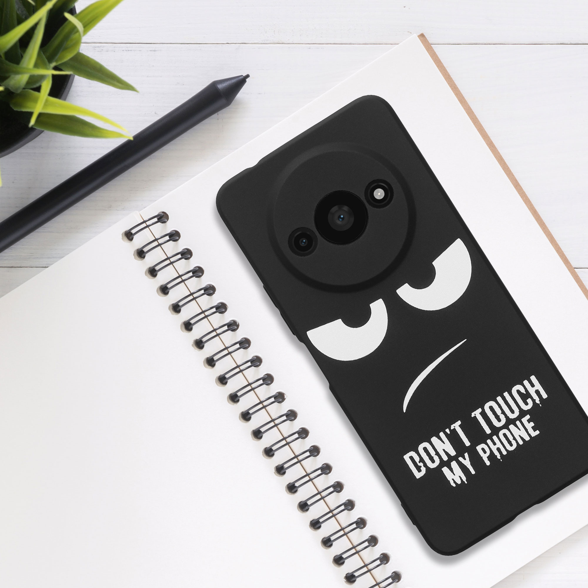Kryt Xiaomi Redmi A3 Don't Touch TPU bílá/černá kwmobile