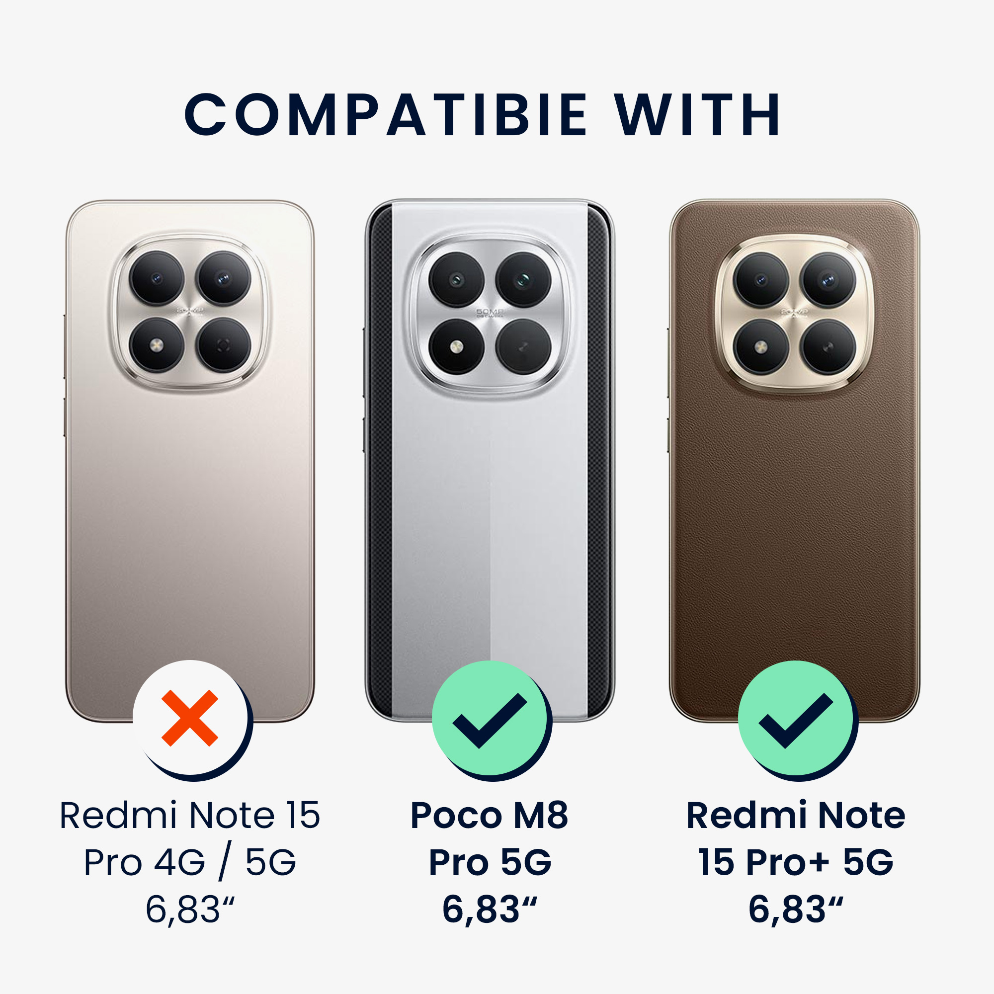 Crossbody kryt kwmobile pro Xiaomi Redmi Note 15 Pro+ 5G / Poco M8 Pro 5G - transparentní / černá