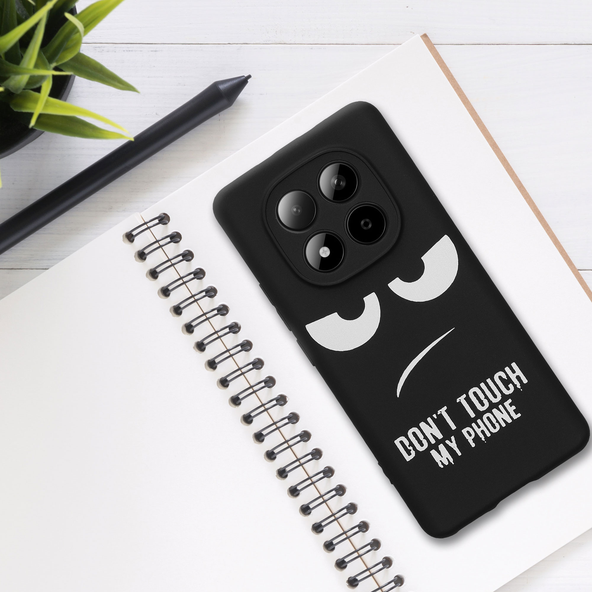 TPU silikonové pouzdro pro Xiaomi Redmi Note 15 4G / 5G / Poco M8 5G kwmobile - bílá „nesahej na můj telefon“ / černá