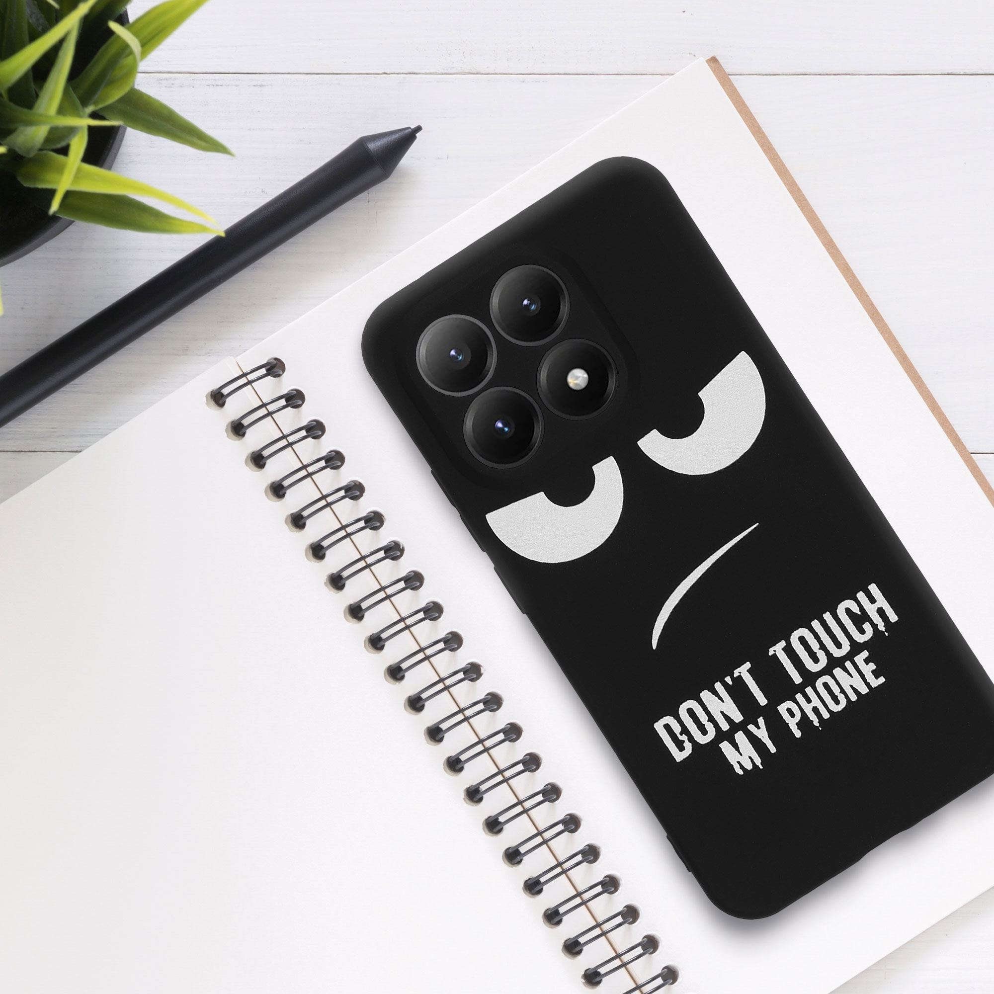 TPU silikonové pouzdro pro Xiaomi 15T kwmobile - bílá „nesahej na můj telefon“ / černá