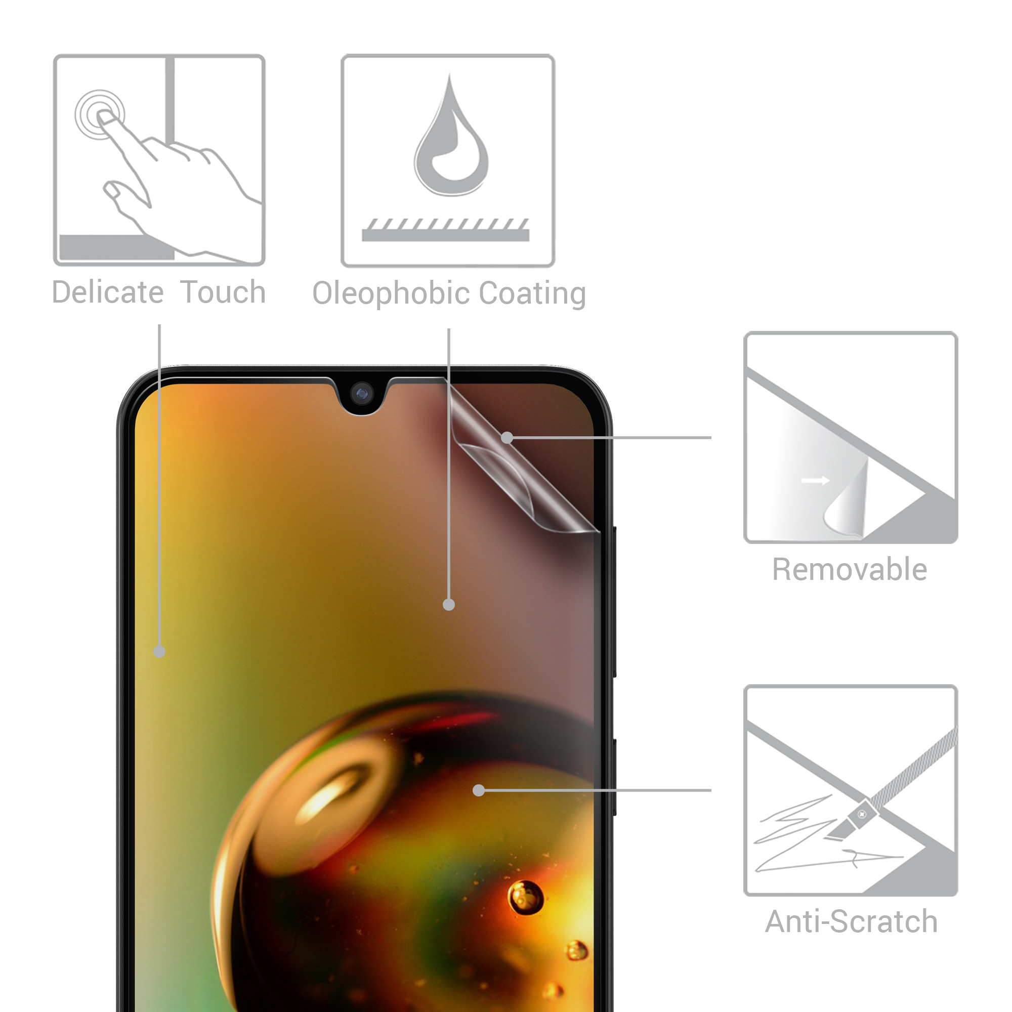Matná ochranná fólie Samsung Galaxy A50 kwmobile 3 ks anti-fingerprint matná