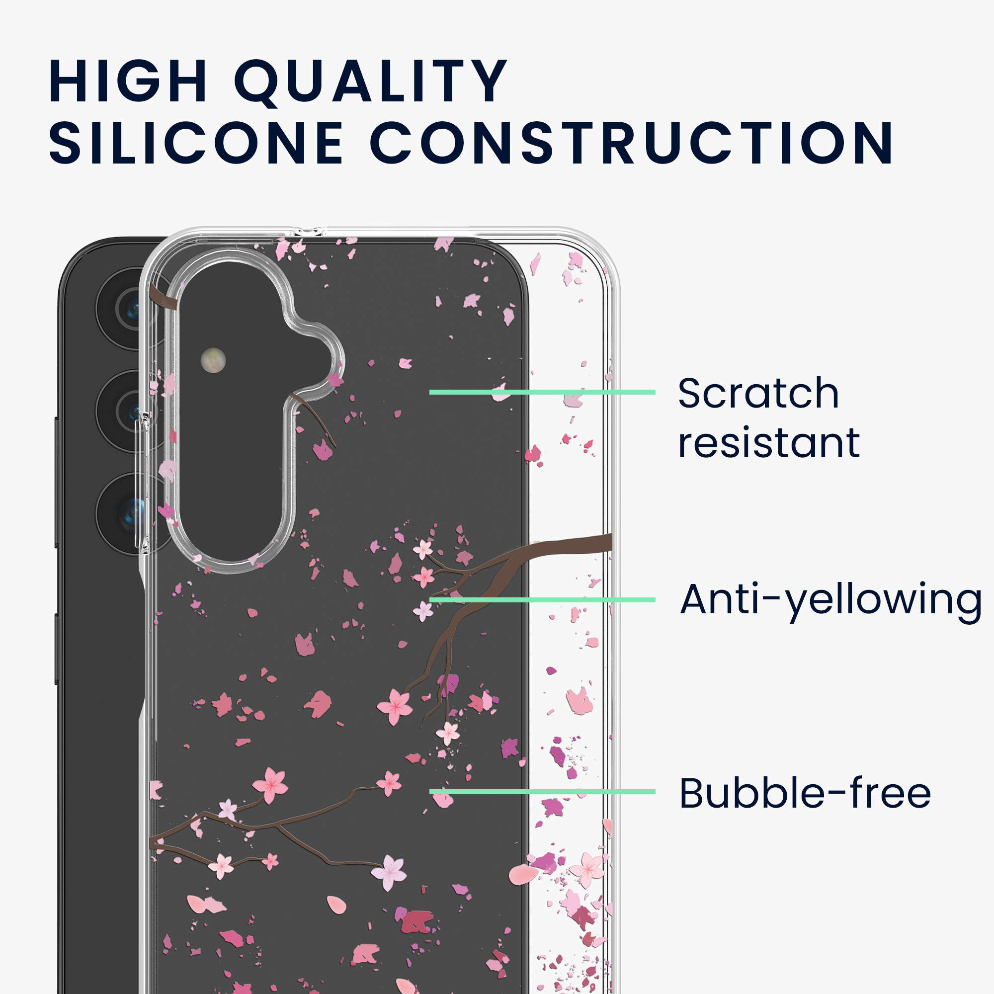 Kryt na mobil Samsung Galaxy A16 5G kwmobile motiv Cherry Blossoms Cherry Blossoms - růžová / tmavě hnědá / transparentní