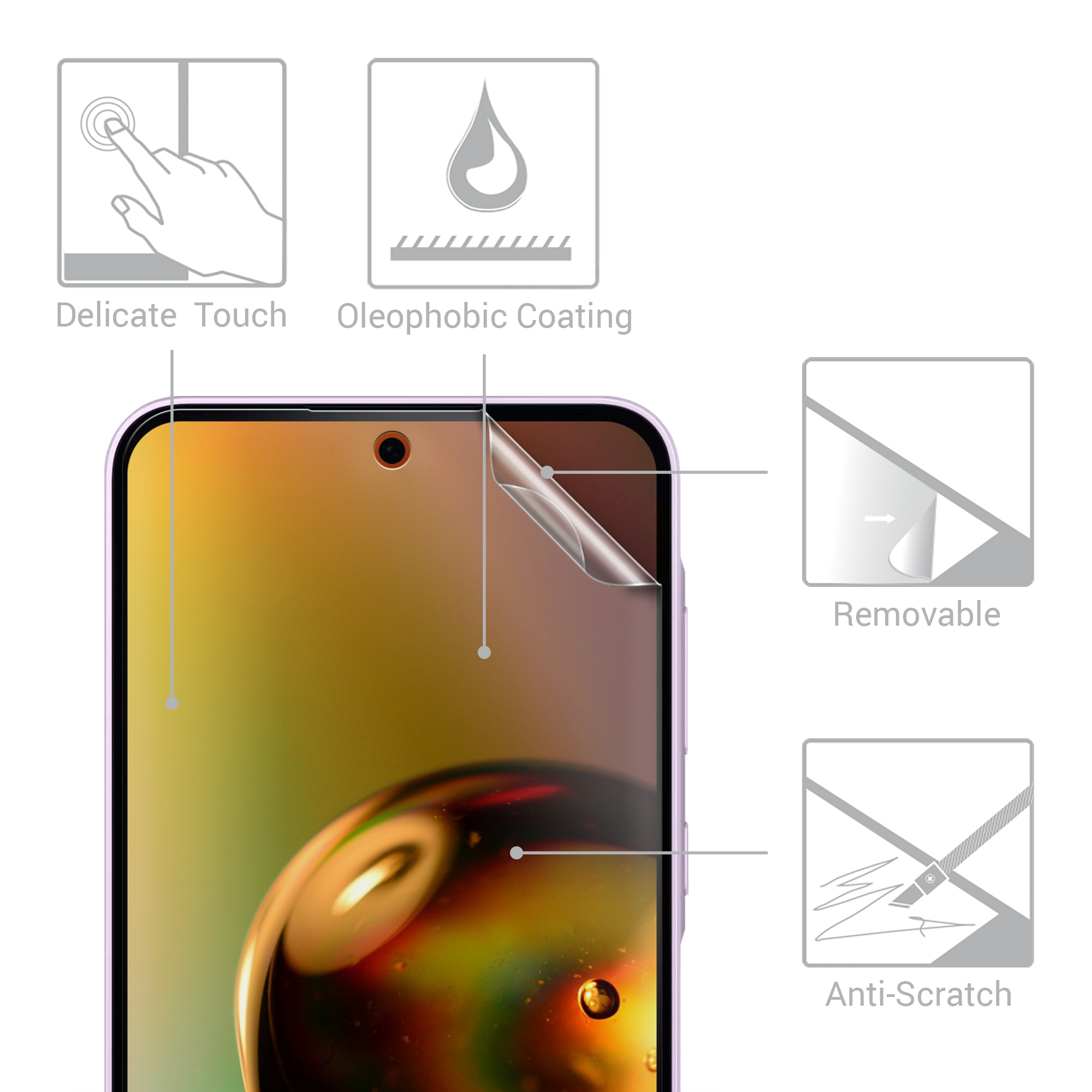 Ochranná fólie Samsung Galaxy A56 5G kwmobile 3 ks anti-fingerprint matná