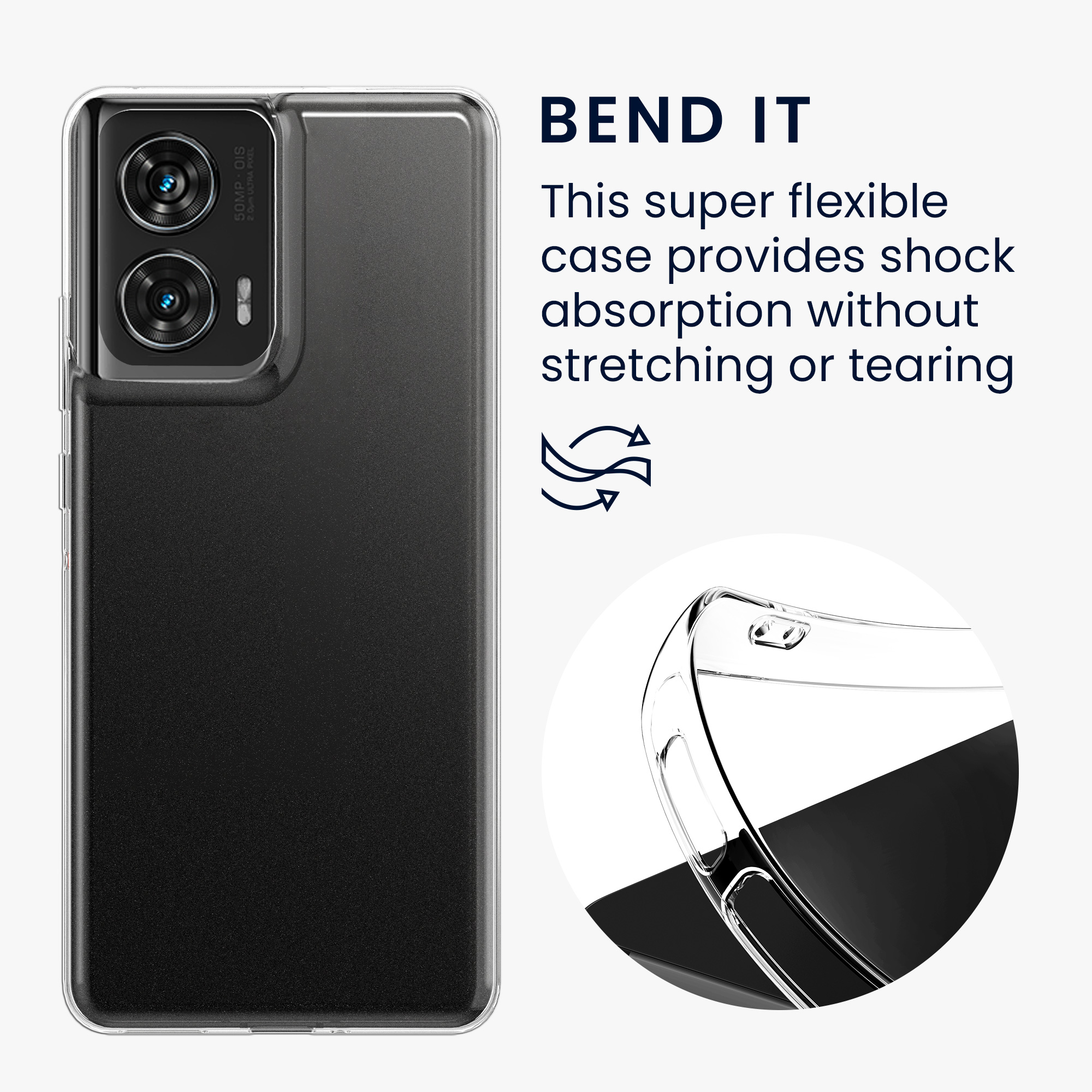 Průhledný kryt na mobil Motorola Edge 50 Fusion kwmobile TPU transparentní