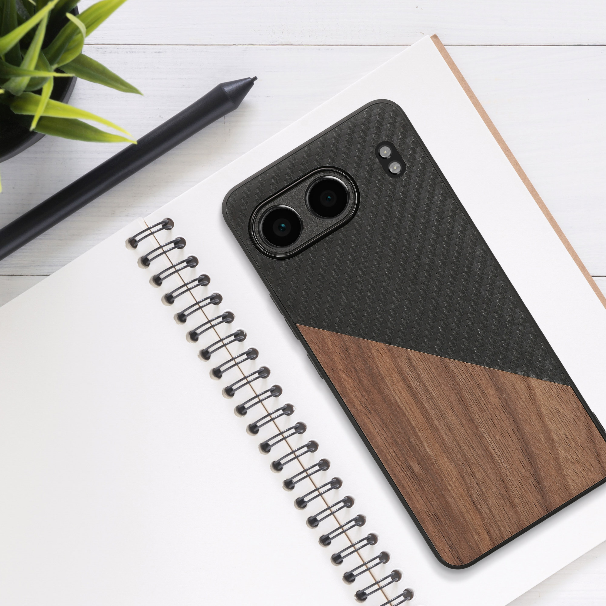 Kwmobile Dřevěný kryt OnePlus Nord 4 5G tmavě hnědá / černá