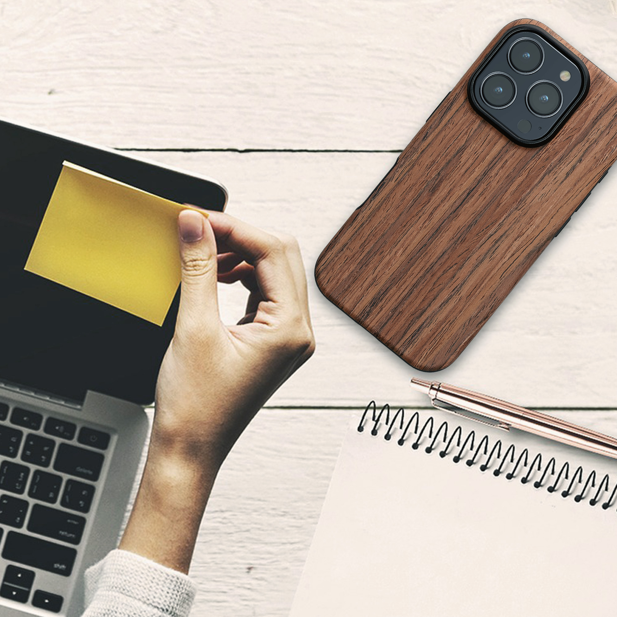 Dřevěný kryt na mobil Apple iPhone 16 Pro kwmobile - hnědá