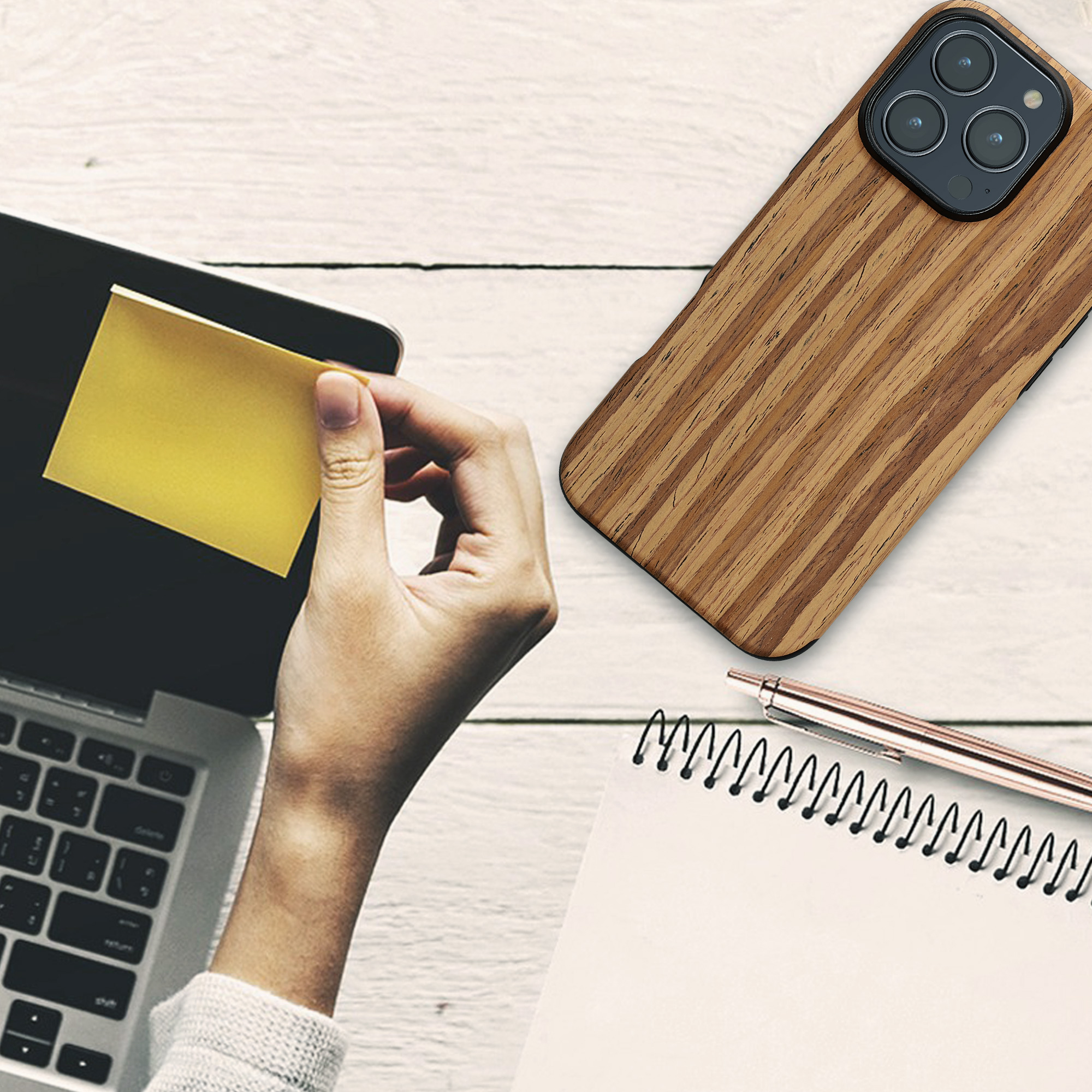 Pouzdro s dřevěným vzhledem pro Apple iPhone 16 Pro Max kwmobile dřevěné - dřevěný vzor, vintage hnědá