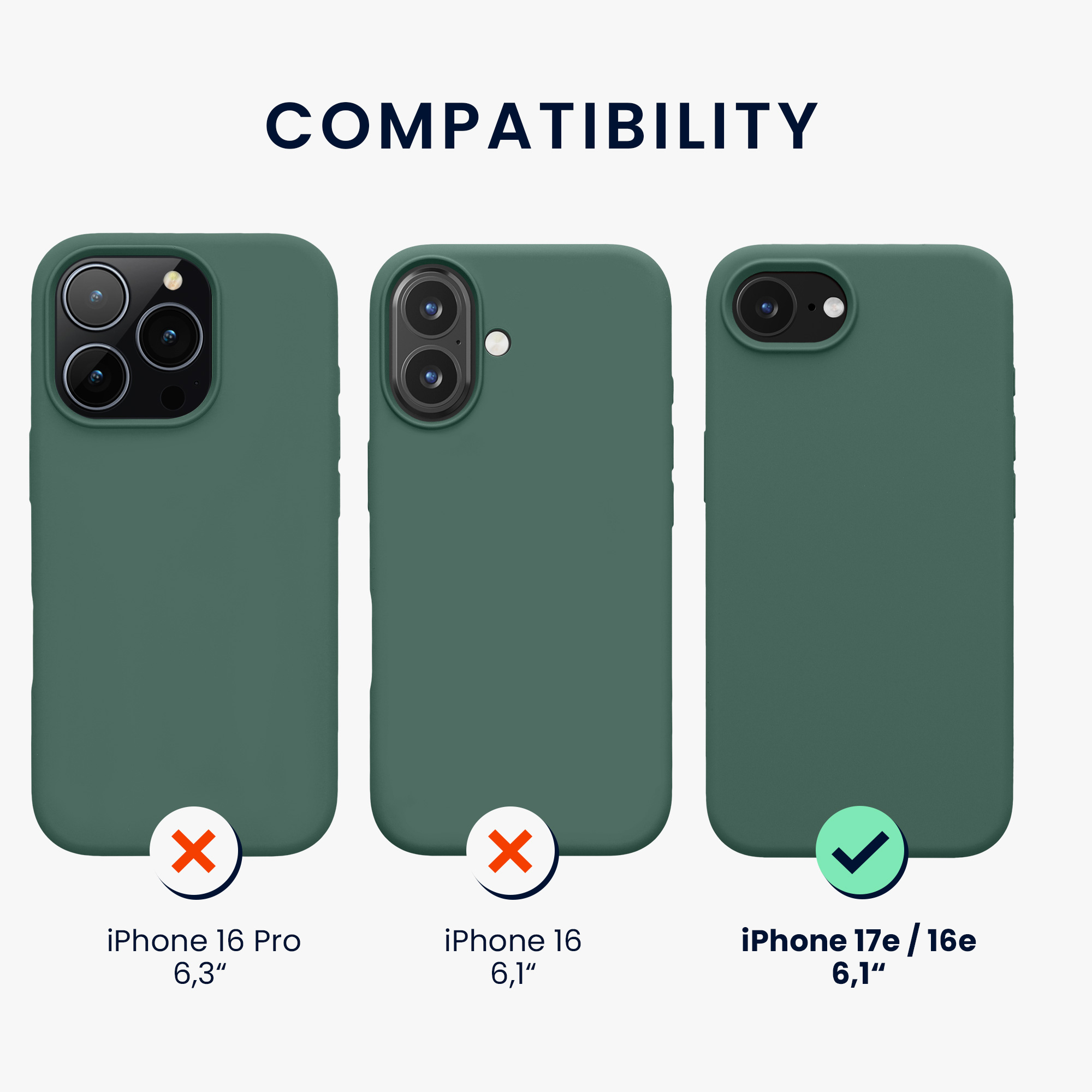 Silikonový kryt Kwmobile pro iPhone 17e / 16e - wireless charging forest green