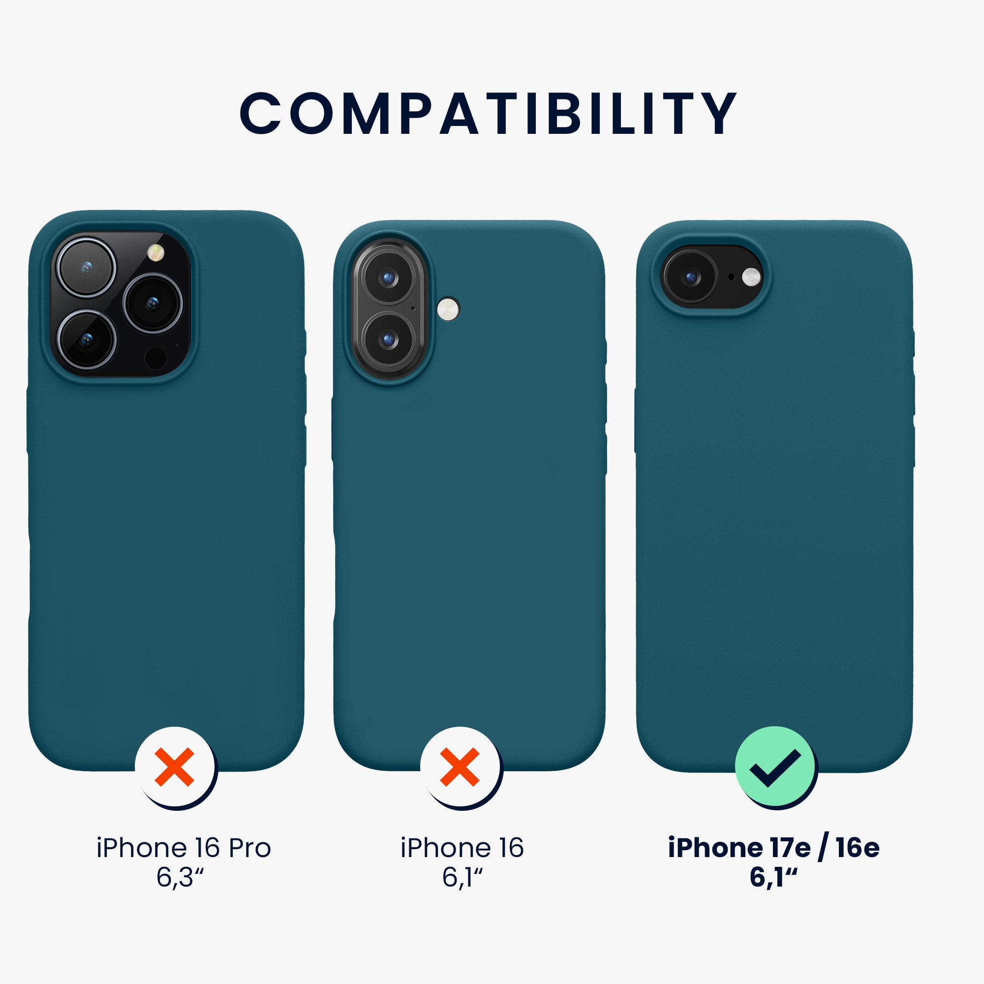 Silikonový kryt Kwmobile pro iPhone 17e / 16e - wireless charging teal matte