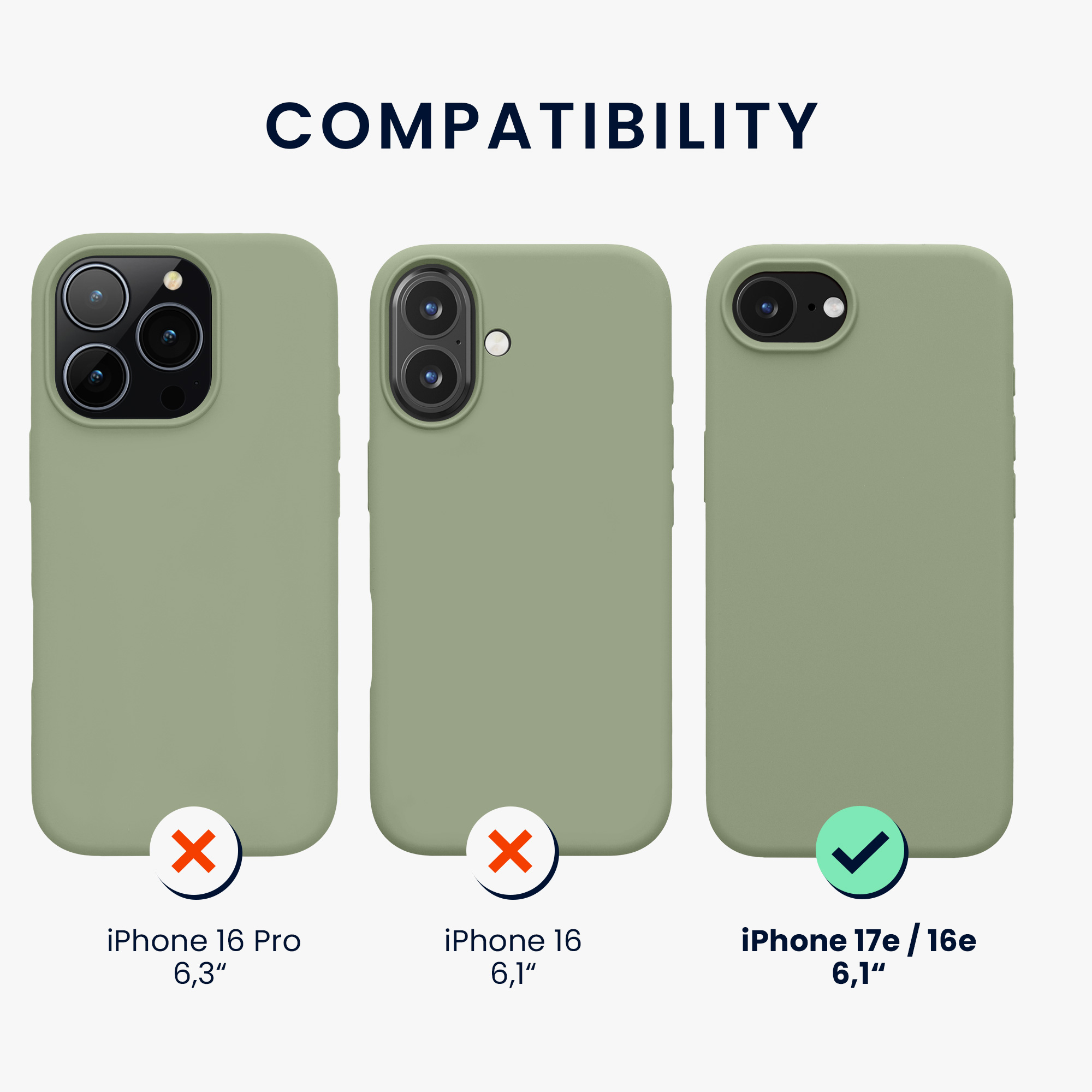 Silikonový kryt Kwmobile pro iPhone 17e / 16e - wireless charging gray green