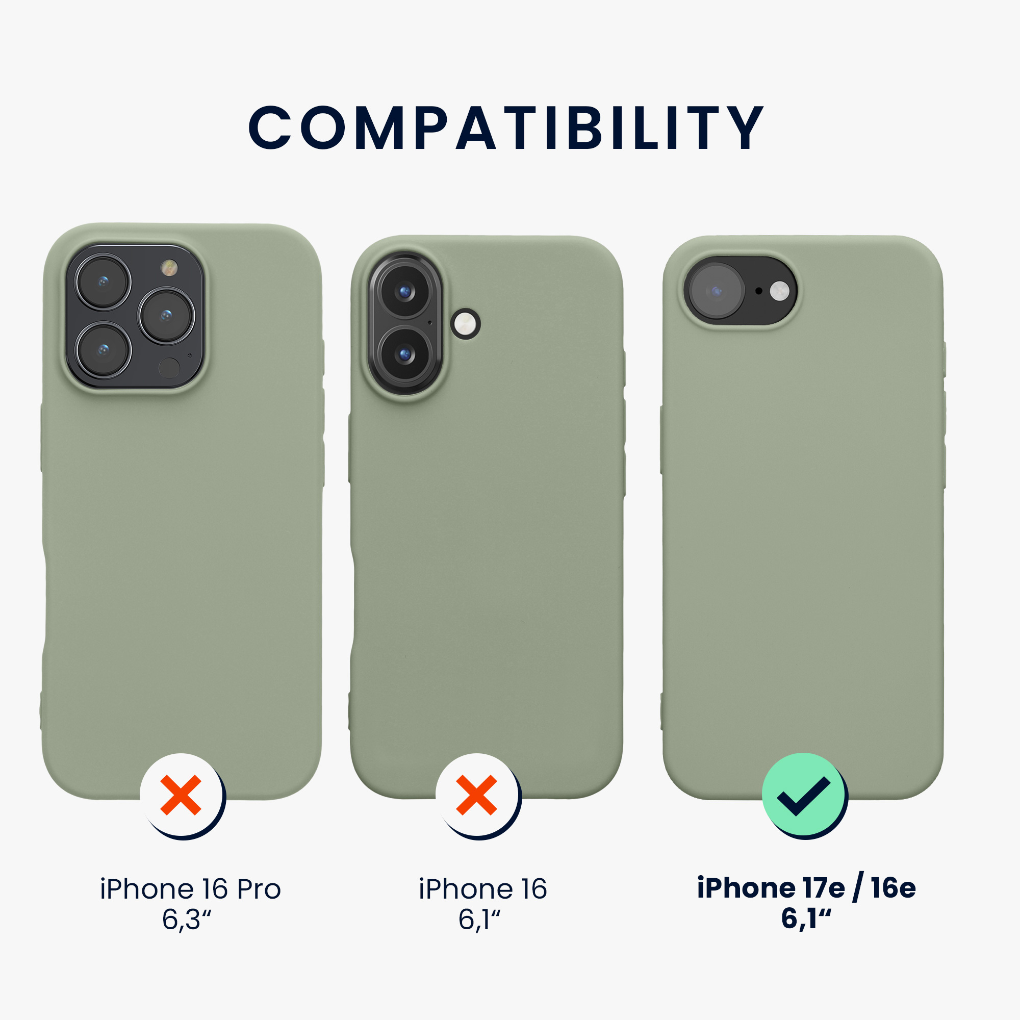 Silikonový kryt kwmobile pro Apple iPhone 17e / iPhone 16e - zelená, šedá