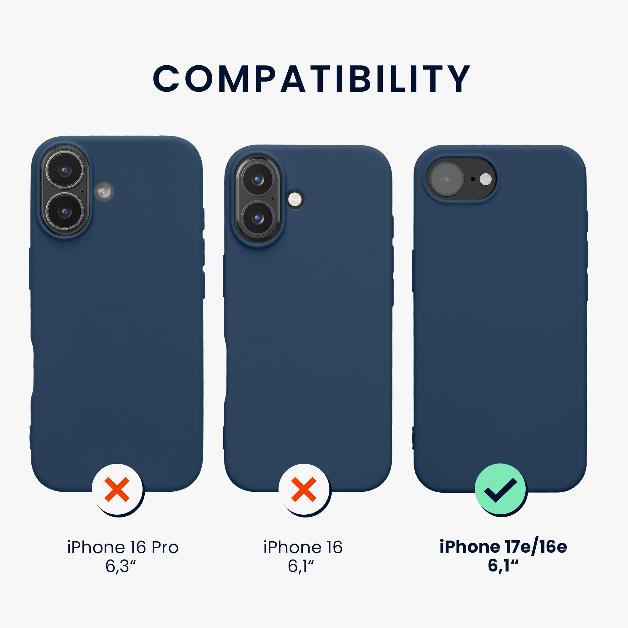 Silikonový kryt Kwmobile pro iPhone 17e / 16e - námořnicky modrá