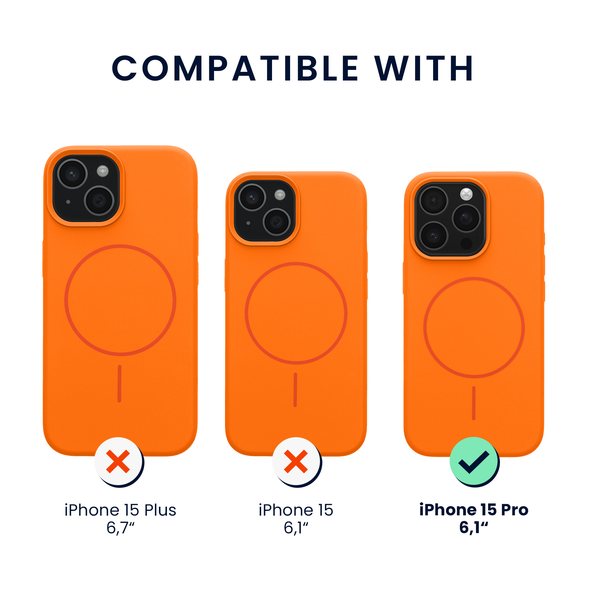 Magnetické silikonové pouzdro pro Apple iPhone 15 Pro kwmobile MagSafe - ovocná oranžová