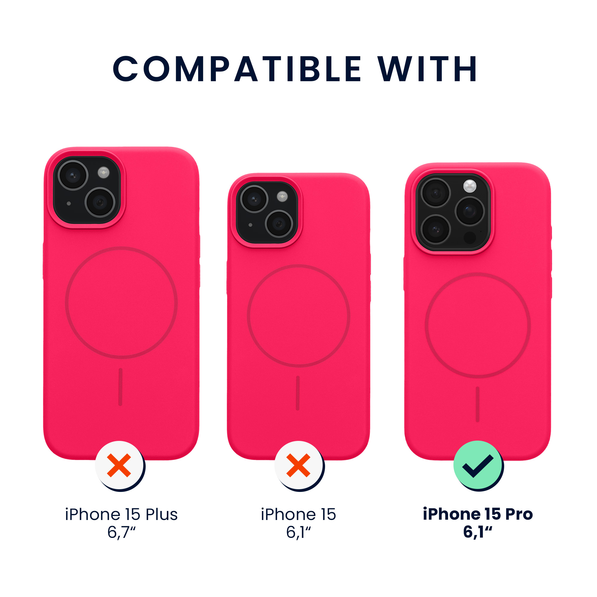 Magnetický kryt kwmobile pro iPhone 15 Pro - neonově růžová