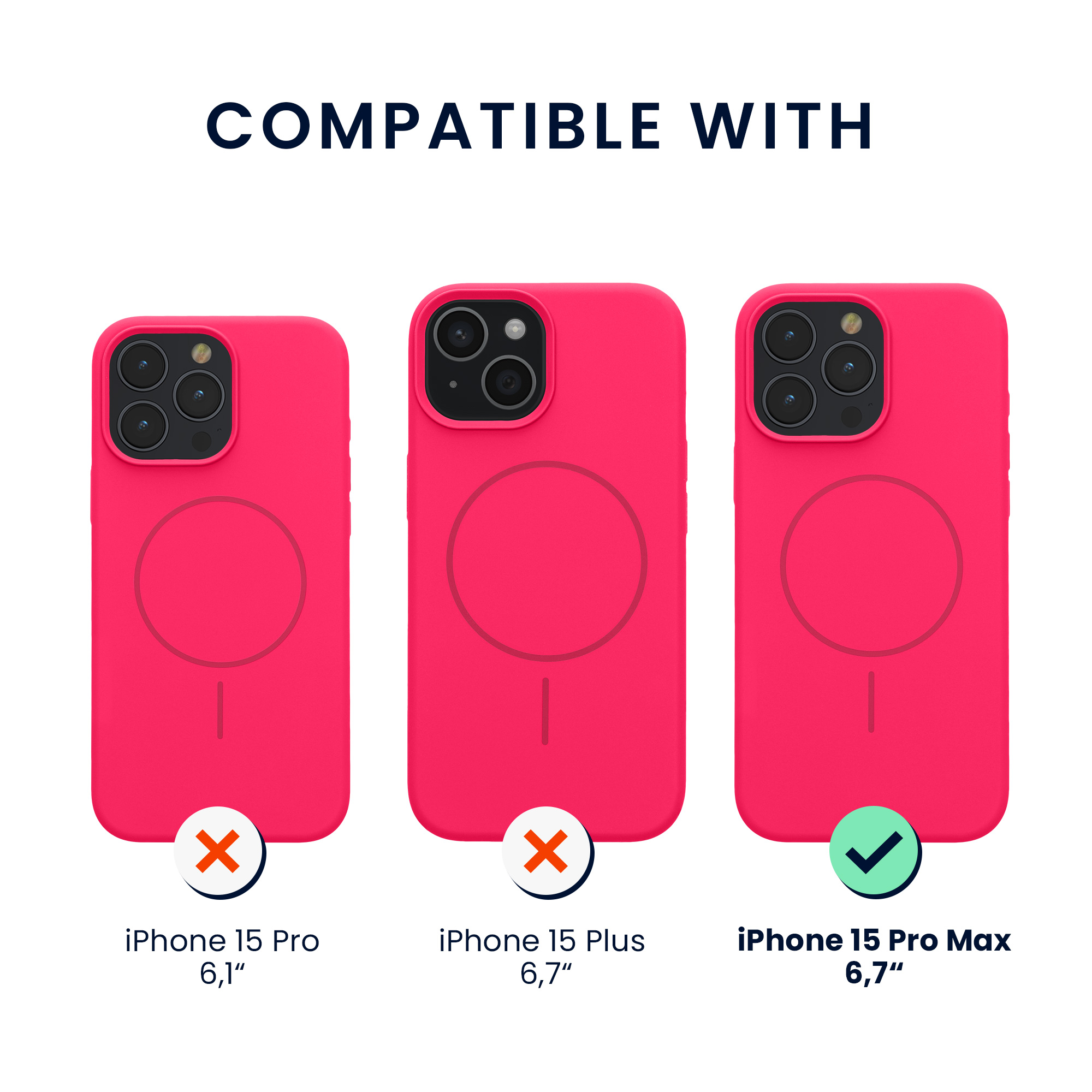 Magnetický kryt kwmobile pro iPhone 15 Pro Max - neonově růžová