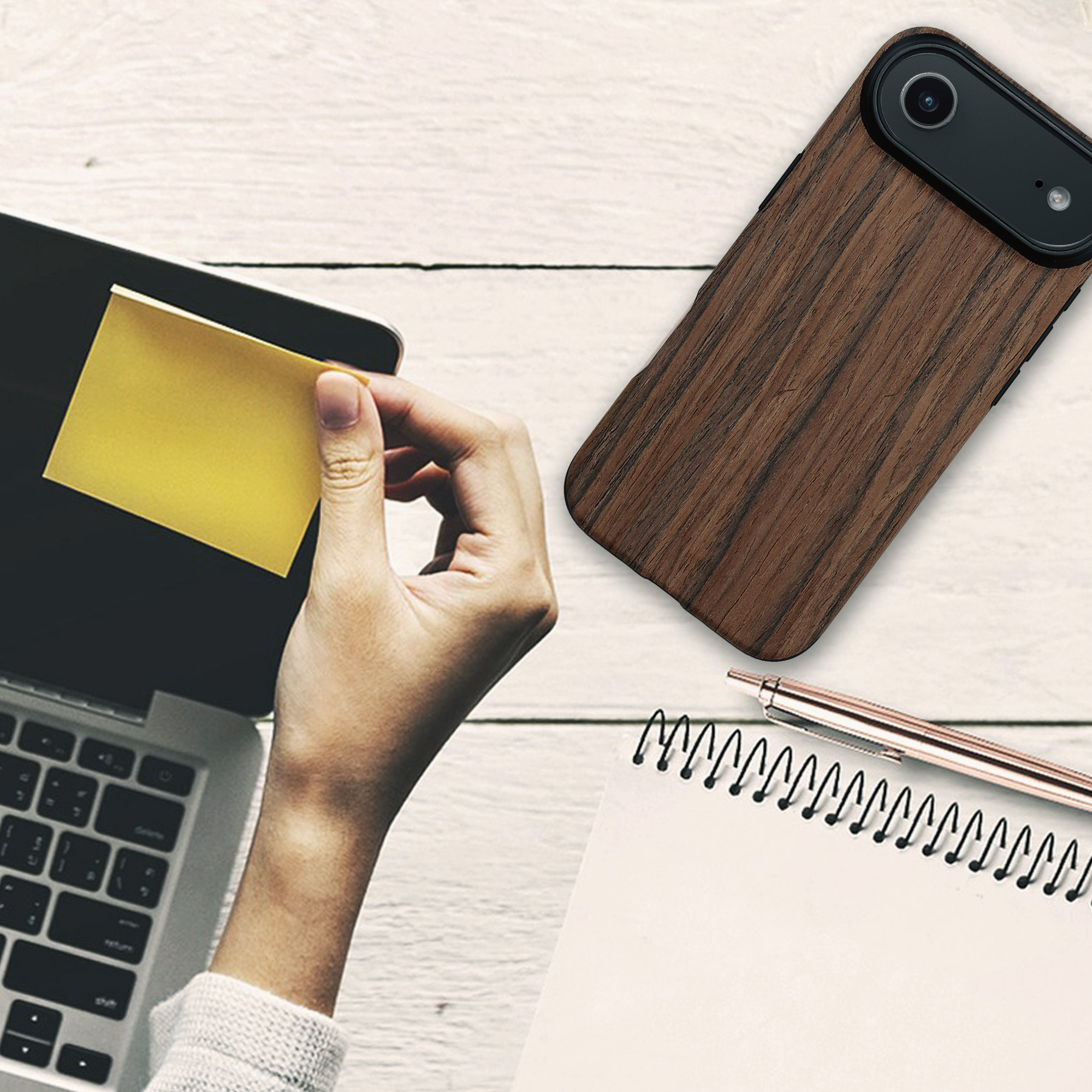 kwmobile Wood Optics kryt pro Apple iPhone Air - TPU ochranný obal in Two-Tone Wood Design - Woodgrain hnědá