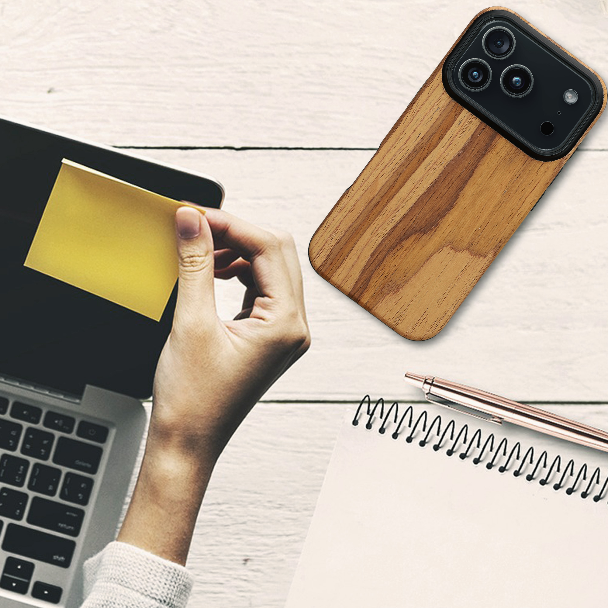 Pouzdro s dřevěným vzhledem pro Apple iPhone 17 Pro kwmobile dřevěné - dřevěný vzor, vintage hnědá