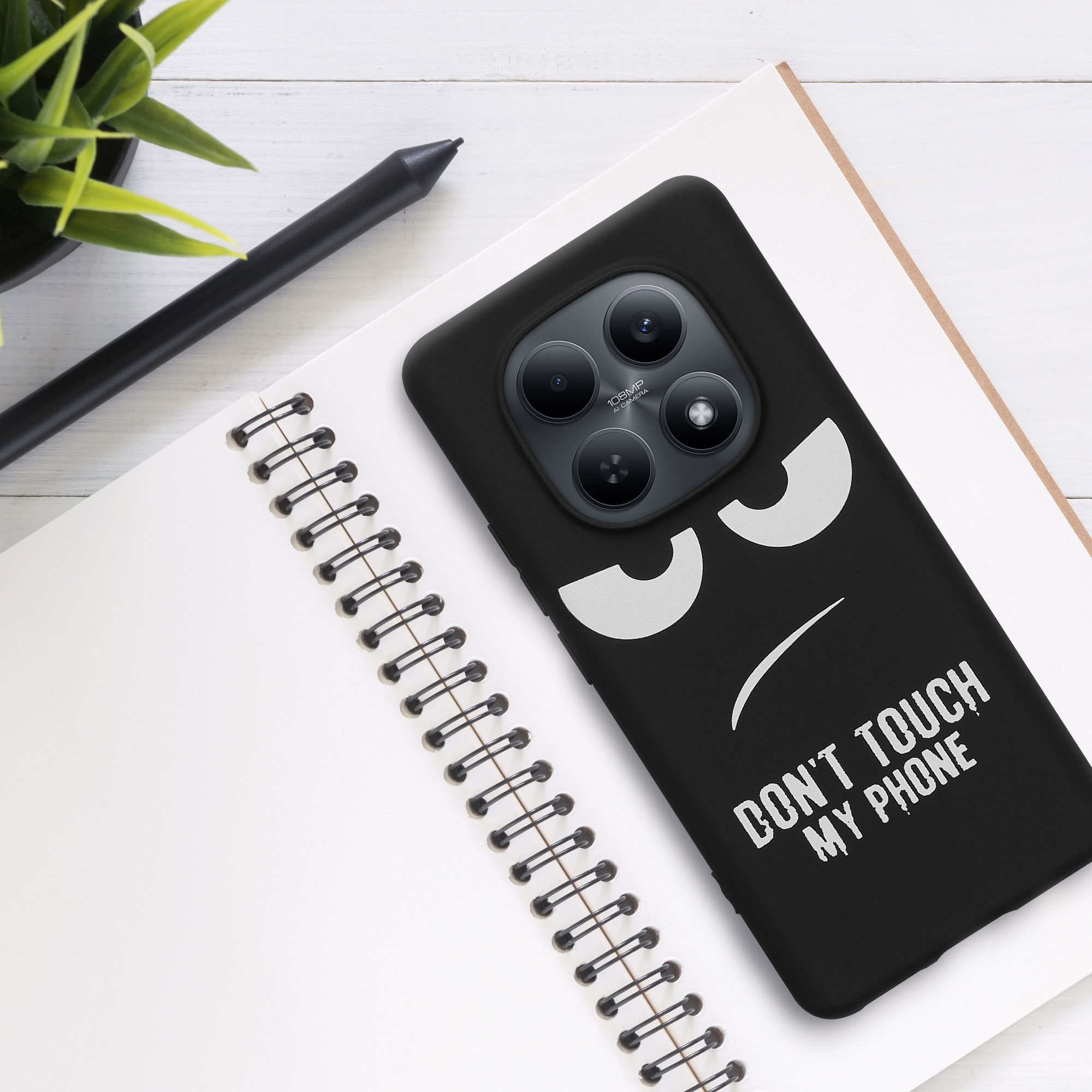 TPU silikonové pouzdro pro Xiaomi Redmi Note 15 4G / 5G / Poco M8 5G kwmobile - bílá „nesahej na můj telefon“ / černá