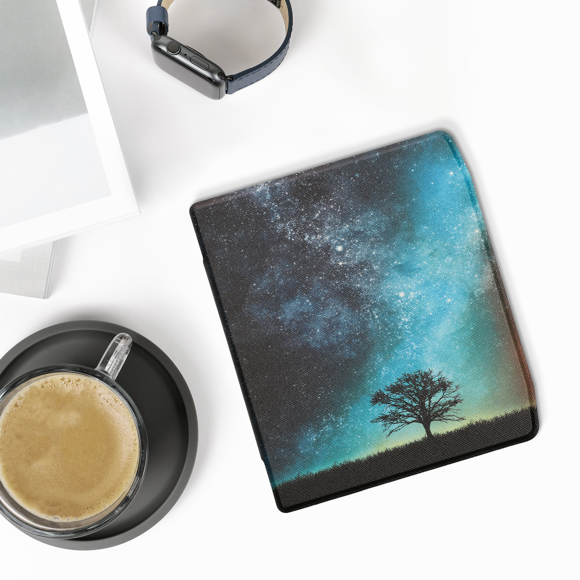 Obal pro Pocketbook Era / Era Color / Era Lite kwmobile - motiv kosmická příroda s modrá / šedá / černá